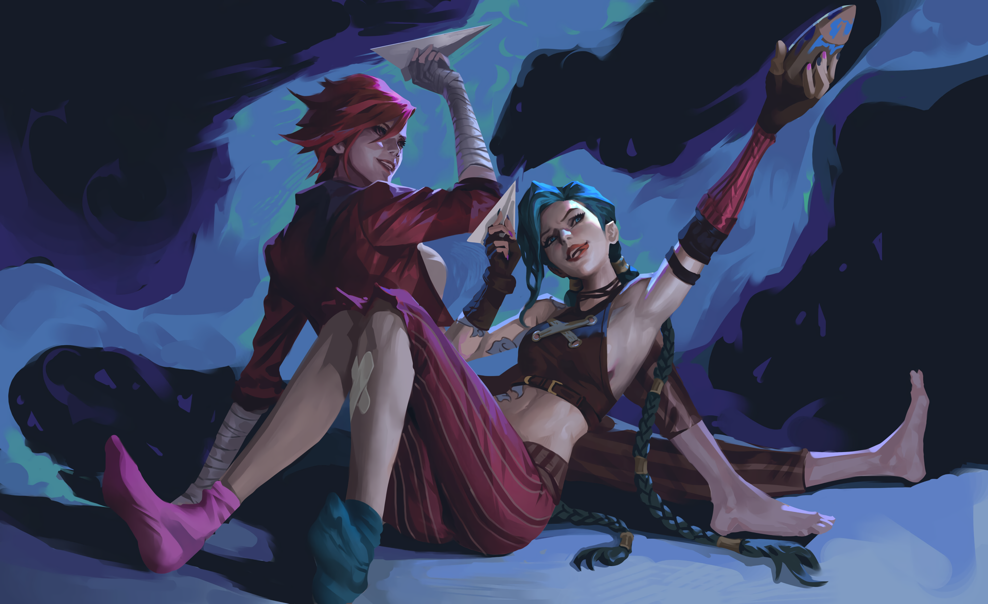 Sisters - Art, League of legends, Arcane, Jinx, VI, Rayden Chen