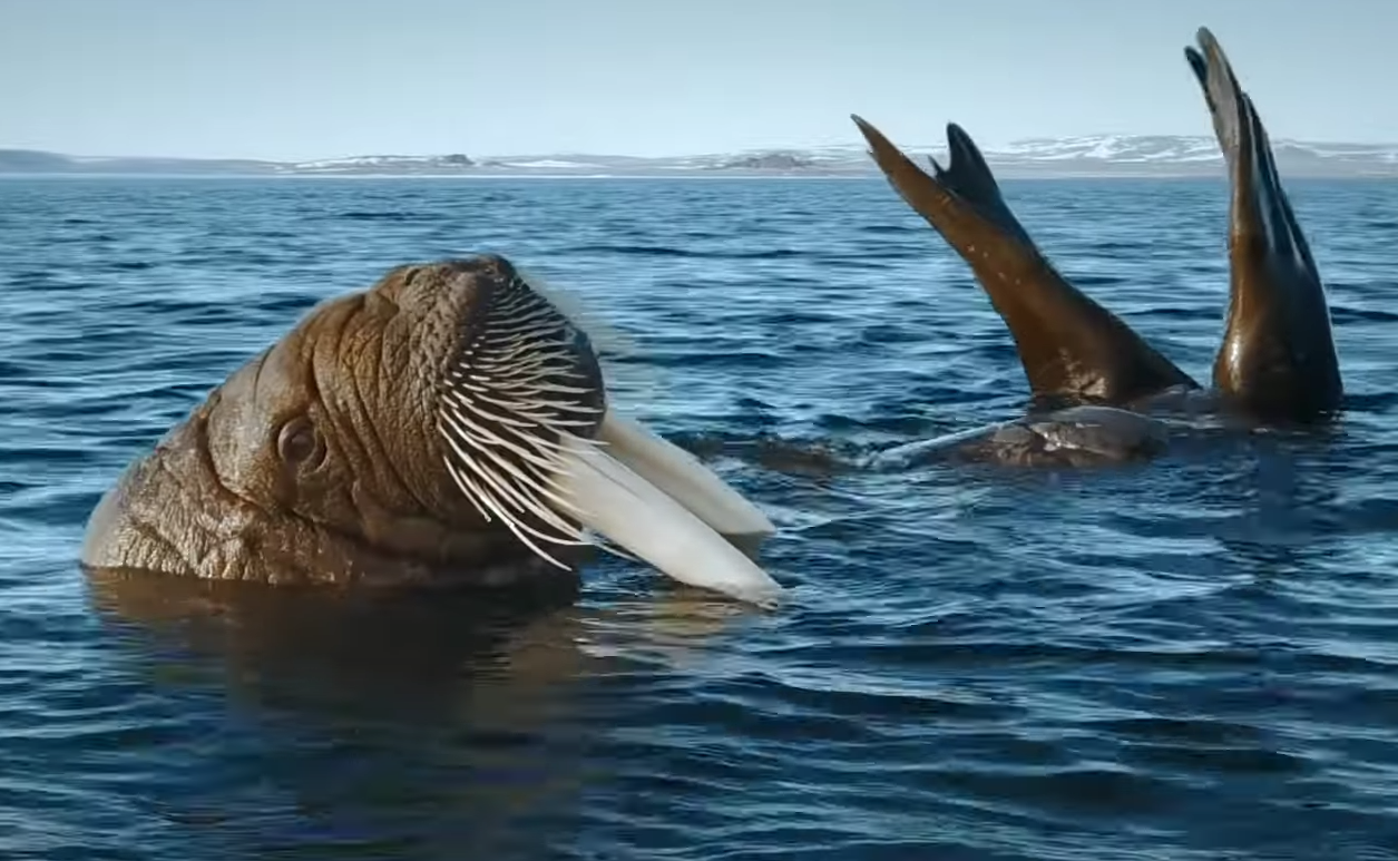 Don't wake up the snoring walrus! - Walruses, Robot, Spy, Bad experience, Wild animals, Marine life, wildlife, Pinnipeds, Predatory animals, The national geographic, , Do not drown, Video, Longpost, Do not wake up