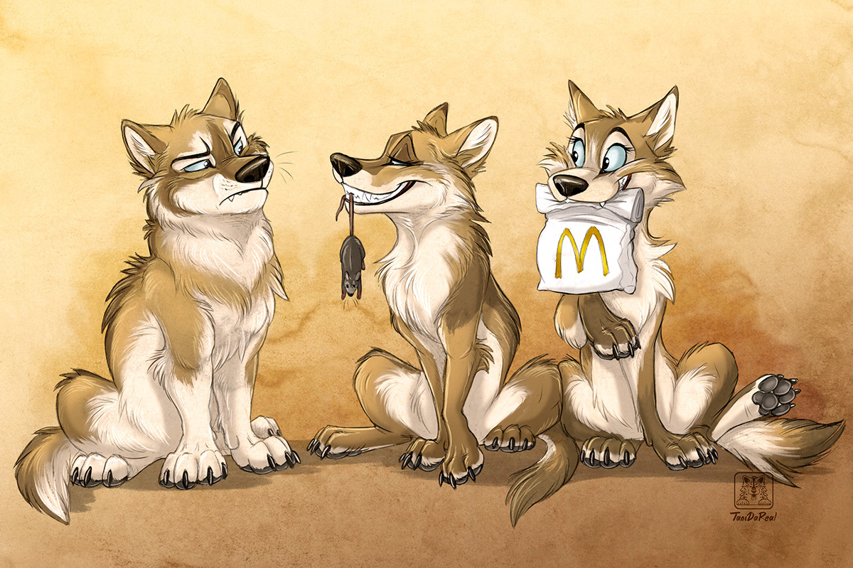 Mining - Art, Tanidareal, Mining, McDonald's, Mouse, Wolf, Fox