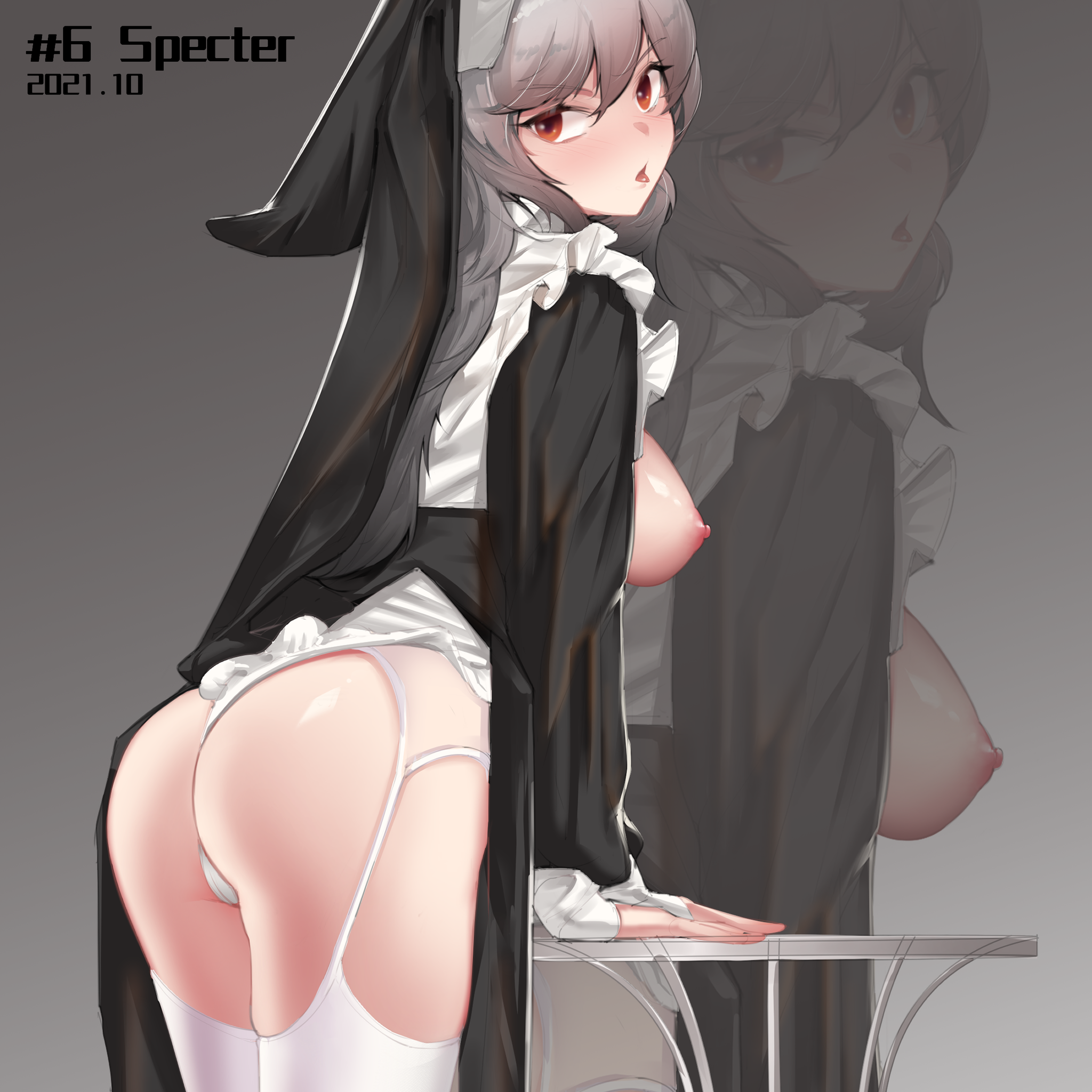 Specter - NSFW, Аниме, Anime Art, Arknights, Specter, Попа, Сиськи, Панцу, Чулки, Рисованная эротика, Эротика, Длиннопост