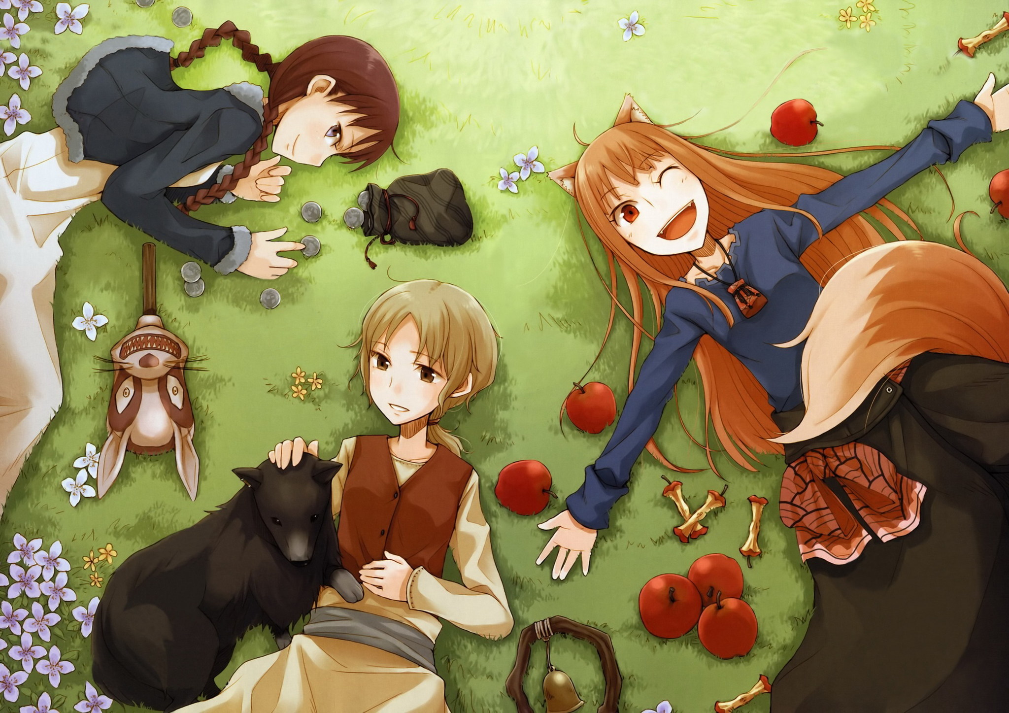 She-wolf and parchment - Anime art, Anime, Myuri, Horo holo, Kraft lawrence, Nora Arendt, Spice and Wolf, She-wolf and parchment, Animal ears, Longpost, Holo