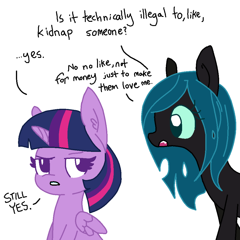 Not all ways of obtaining love are equally legitimate. - My little pony, Twilight sparkle, Queen chrysalis, Tjpones