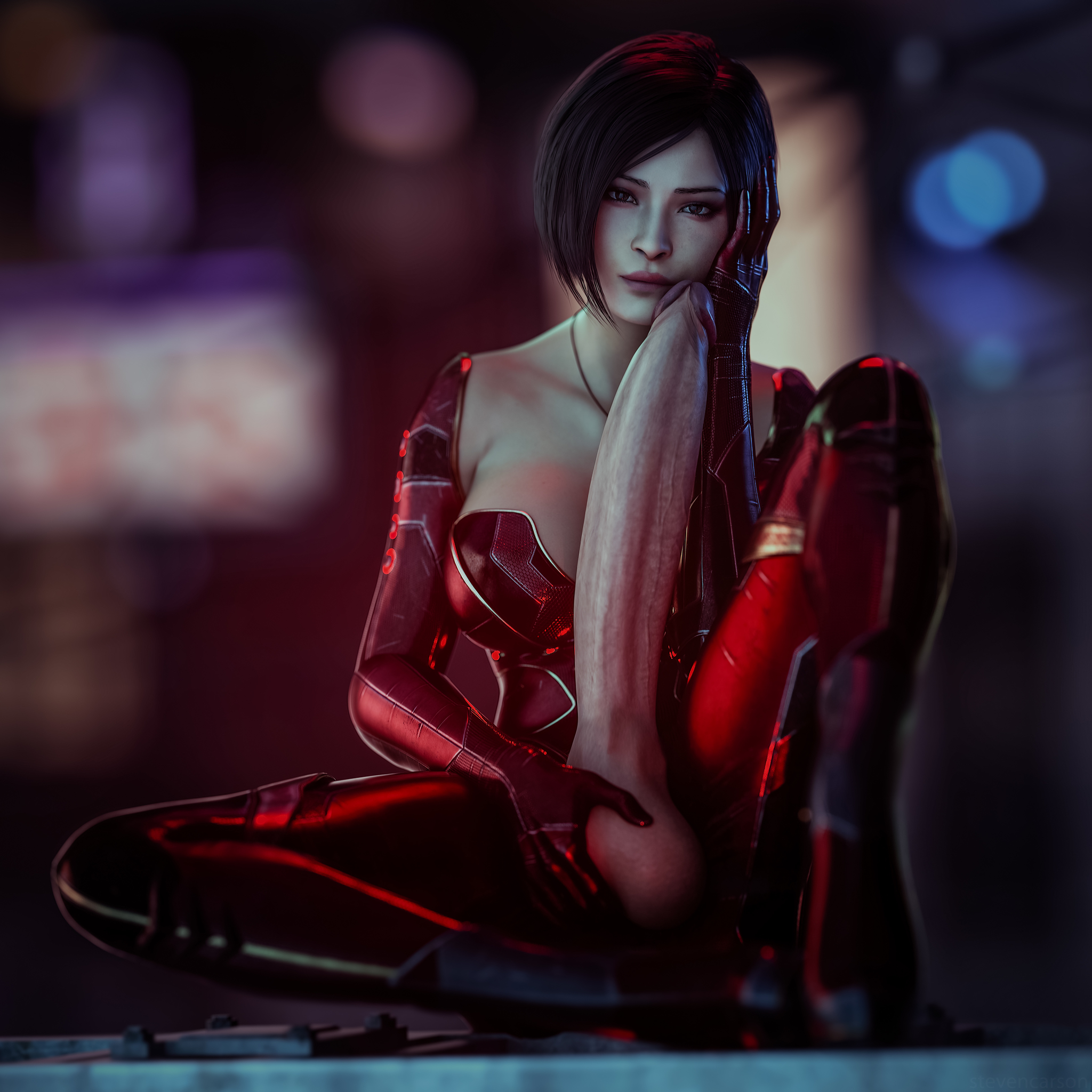 Ada Wong - NSFW, Its a trap!, Futanari, Futa art, Big dick futa, Ada wong, Resident evil, Stevencarson, Longpost, Choker