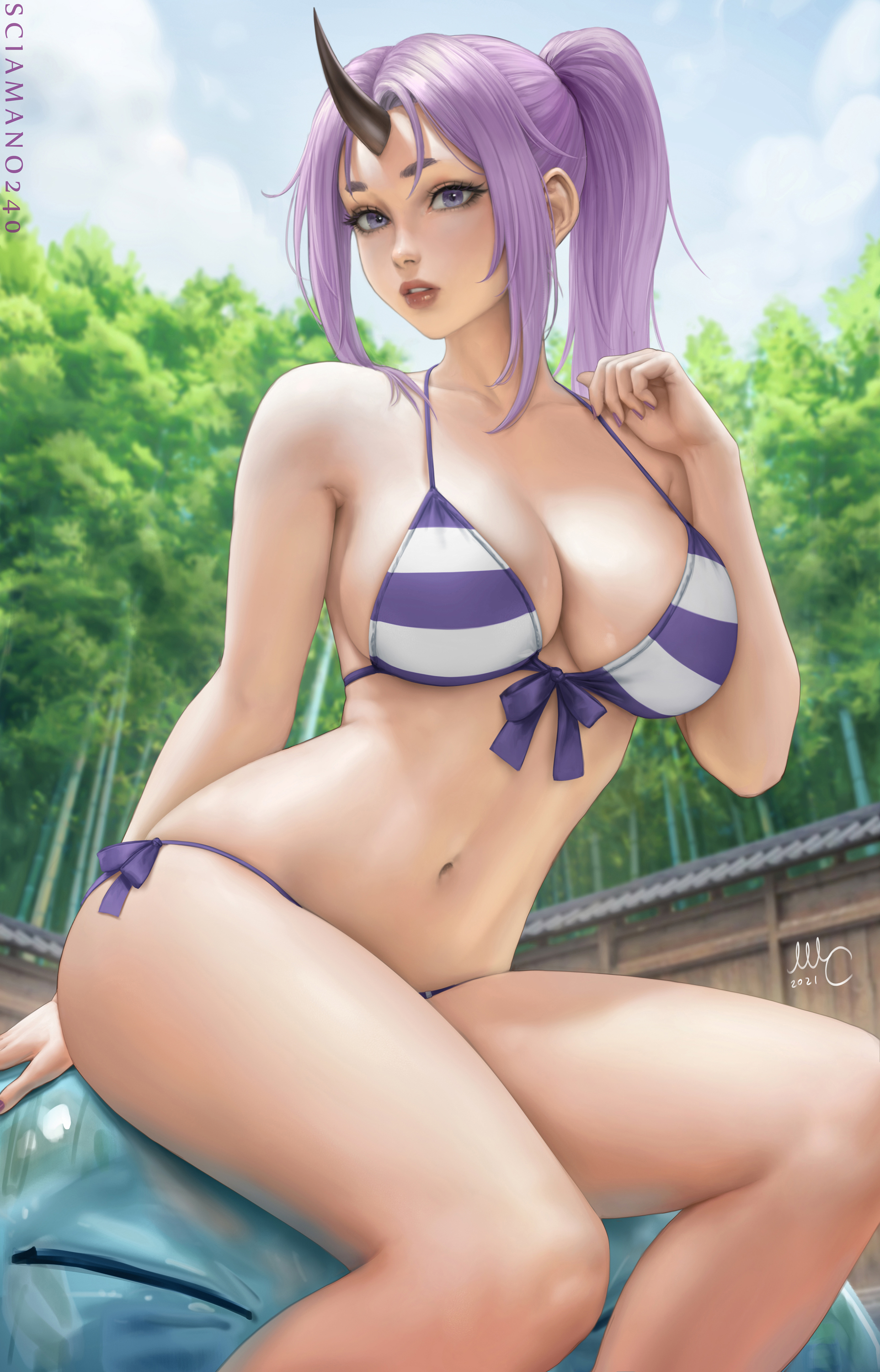 That Time I Got Reincarnated as a Slime: Shion (дополнение) - NSFW, Арт, Аниме, Anime Art, Tensei Shitara Slime Datta Ken, Shion, Rimuru Tempest, Девушки, Эротика, Рисованная эротика, Сиськи, Купальник, Бикини, Топлесс, Обнаженка, Без белья, Кимоно, Раздевание, Slime, Sciamano240, Длиннопост