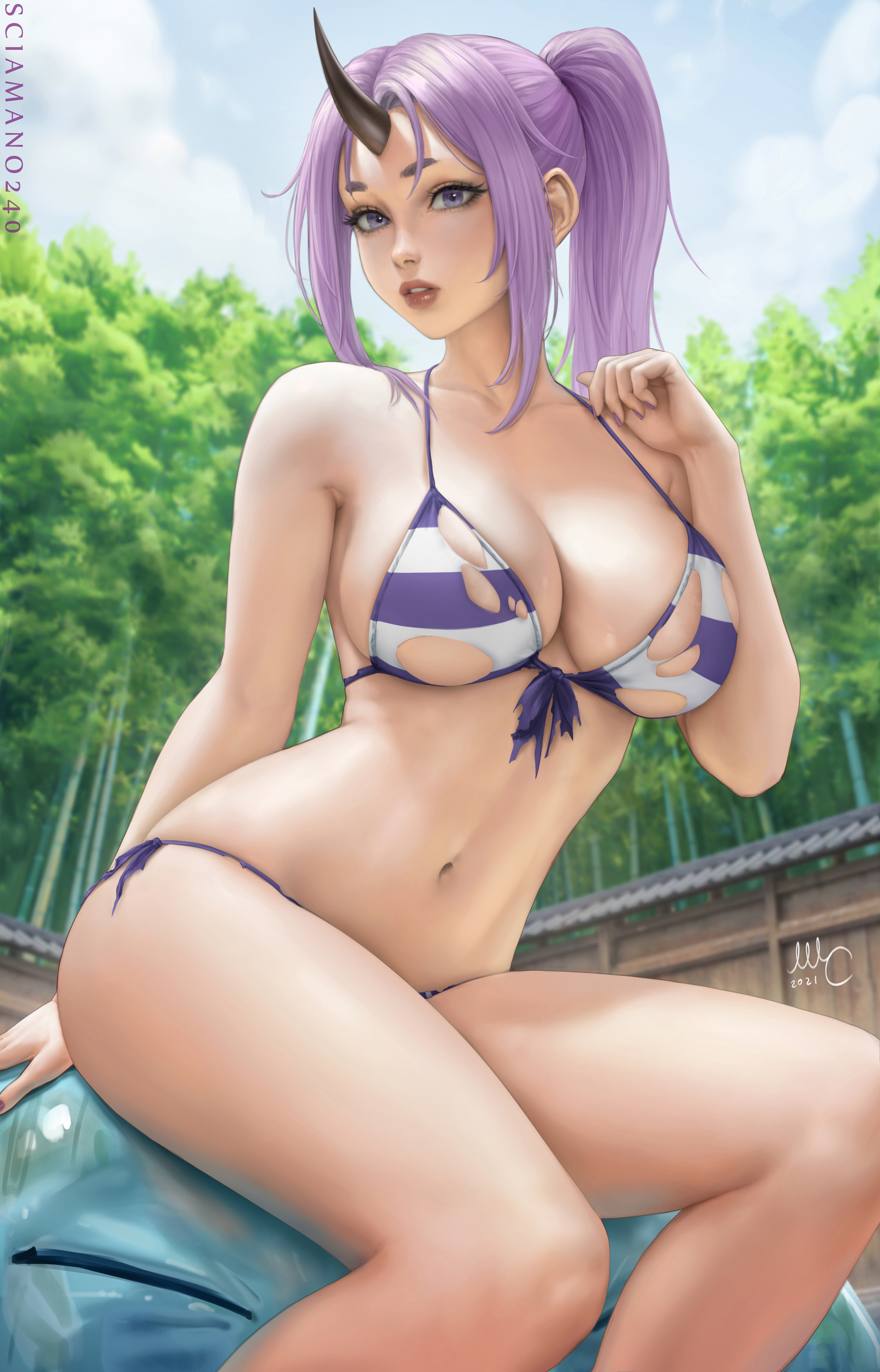 That Time I Got Reincarnated as a Slime: Shion (дополнение) - NSFW, Арт, Аниме, Anime Art, Tensei Shitara Slime Datta Ken, Shion, Rimuru Tempest, Девушки, Эротика, Рисованная эротика, Сиськи, Купальник, Бикини, Топлесс, Обнаженка, Без белья, Кимоно, Раздевание, Slime, Sciamano240, Длиннопост