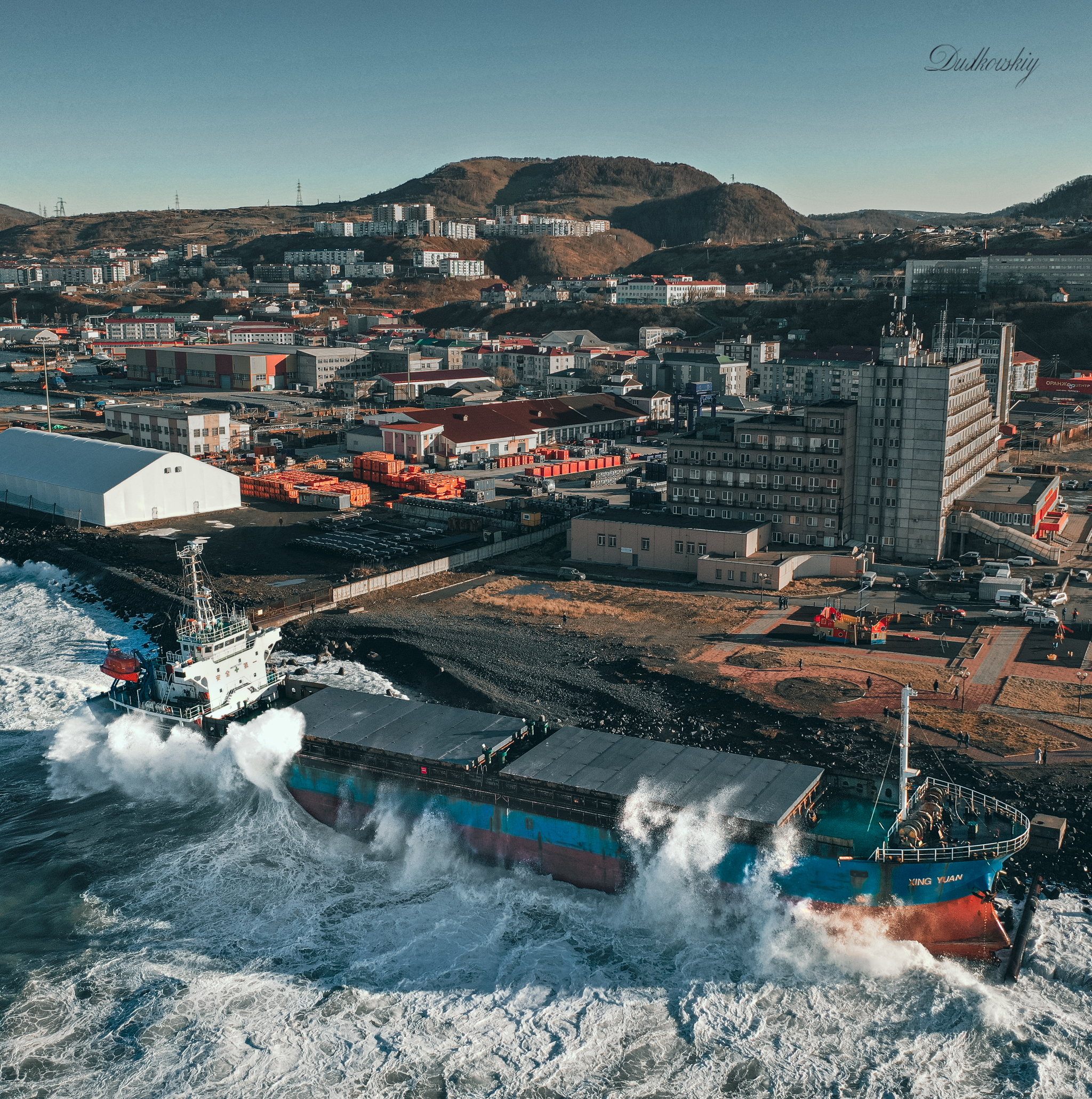 Ran aground, a temporary landmark of Sakhalin - My, Sakhalin, Russia, Ship, The photo, Drone, Filming, Quadcopter, Photographer, Longpost