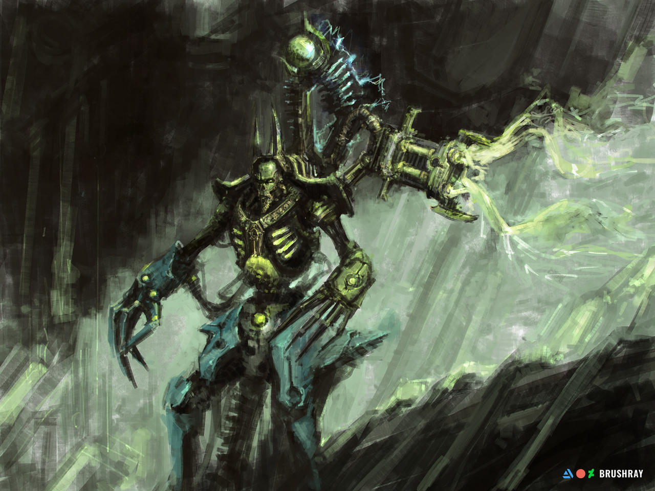 Necrons by Dmitry Brushray - Necrons, Xenos, Warhammer 40k, Wh Art, Longpost