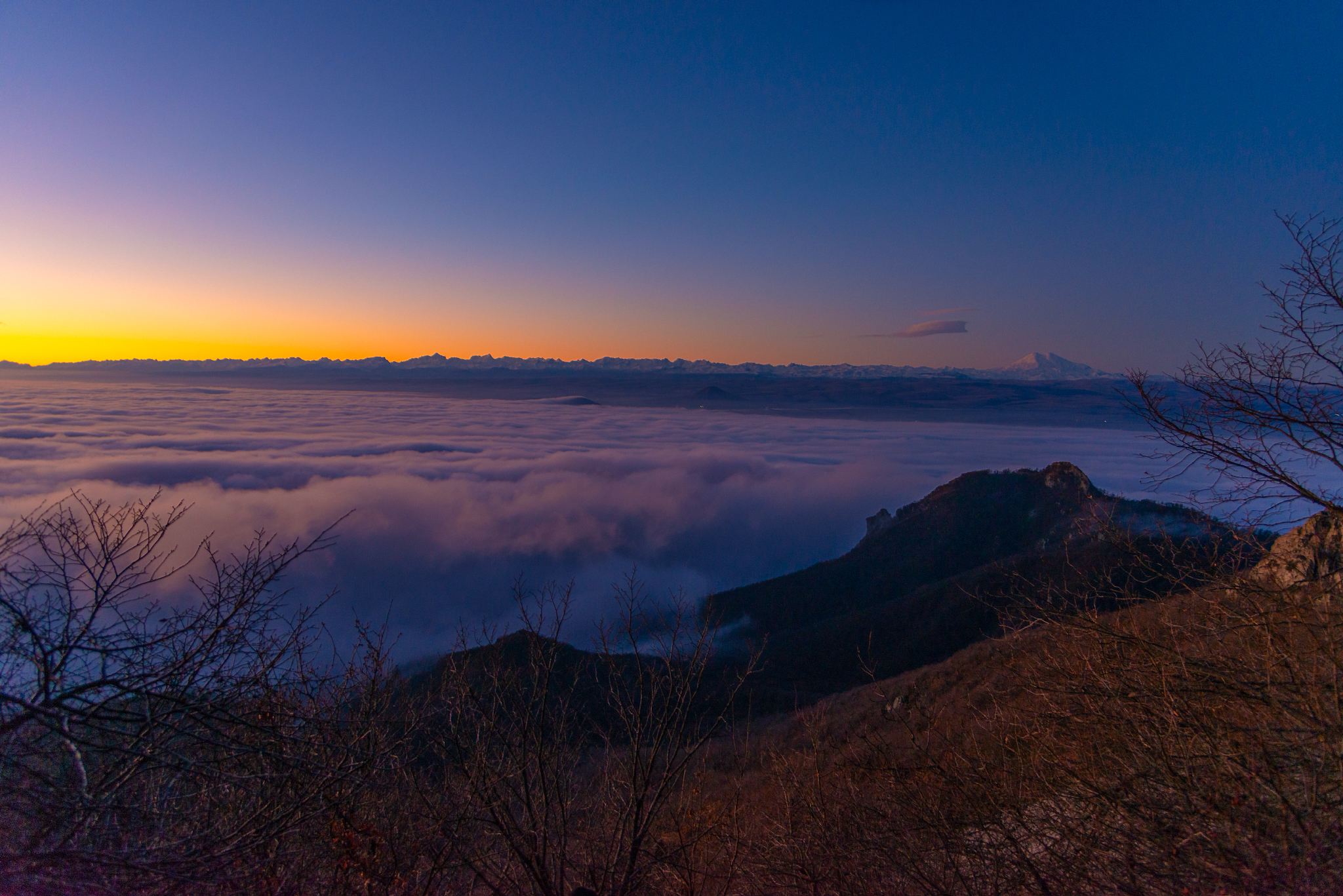 Dawn over the clouds - My, dawn, Clouds, Beshtau, Mashuk, Elbrus, Longpost