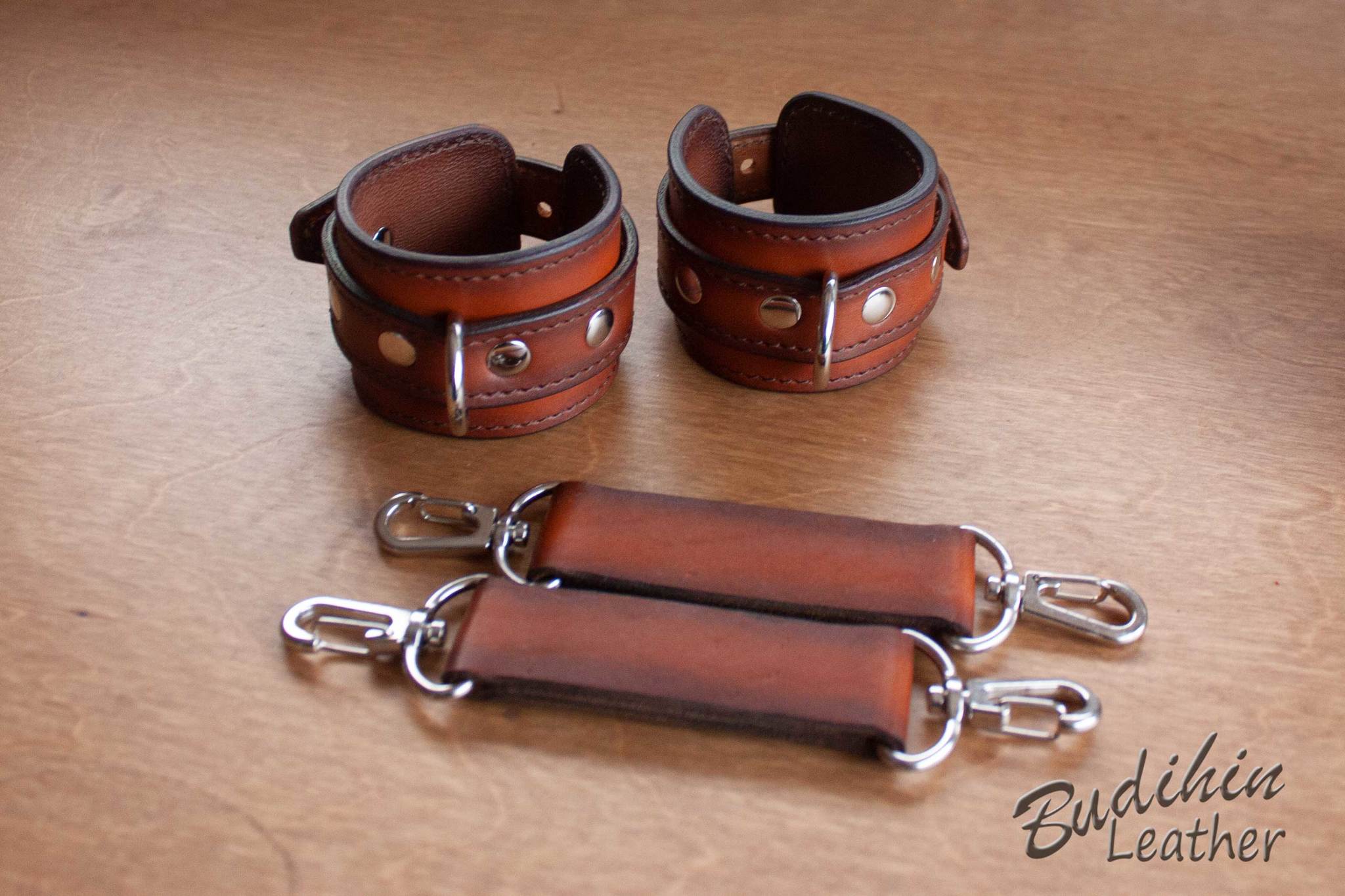 Red locking kit - My, Handmade, Needlework without process, Natural leather, Collar, Longpost