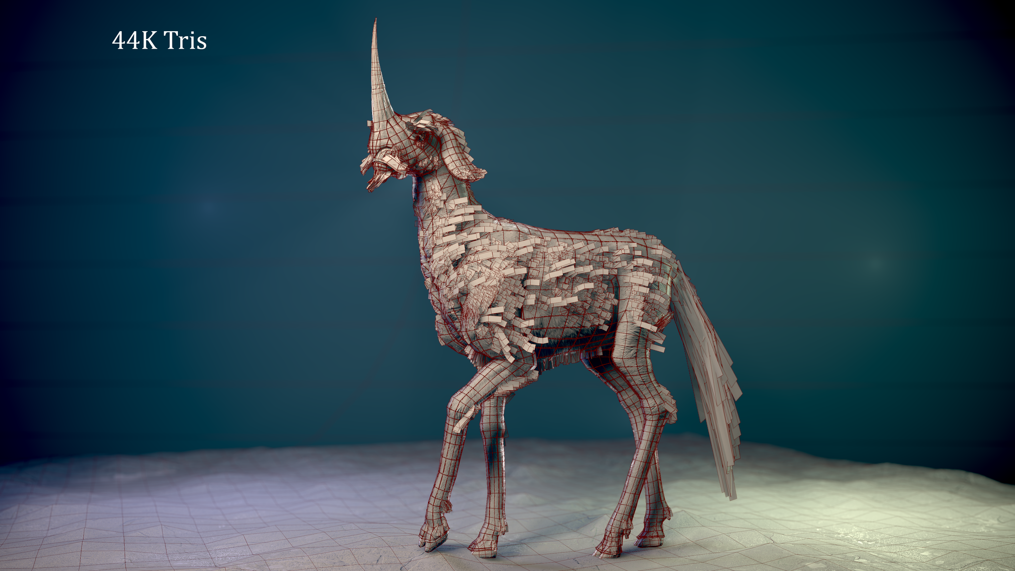 Monoceros - Моё, 3D, Из 2д в 3д, 3D моделирование, 3D графика, Zbrush, Blender, Autodesk Maya, Животные, Длиннопост