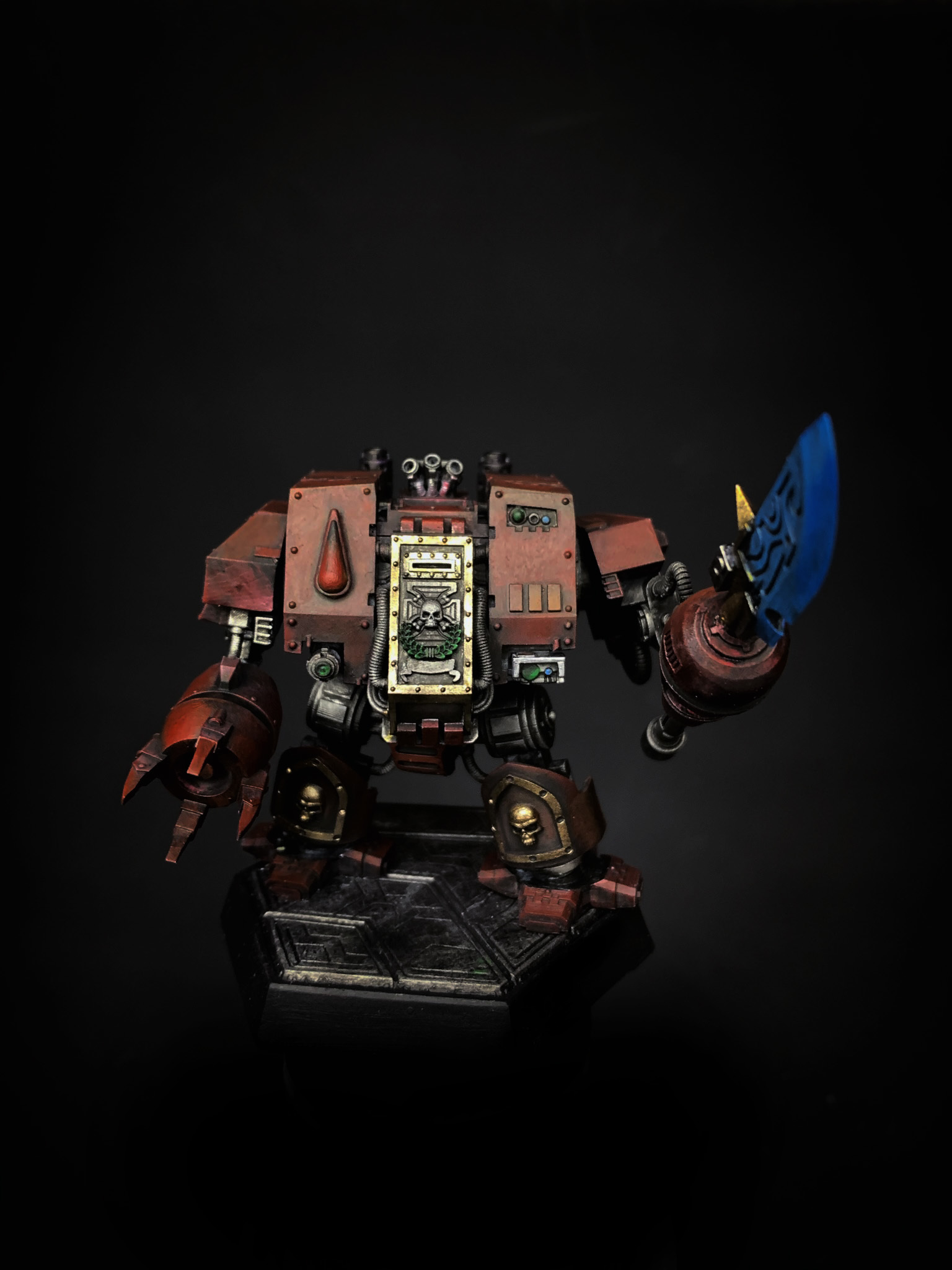 Dreadnought Кровавые ангелы - Моё, Warhammer 40k, Дредноут, Космодесант, Blood Angels, Покраска миниатюр, Wh miniatures, Длиннопост