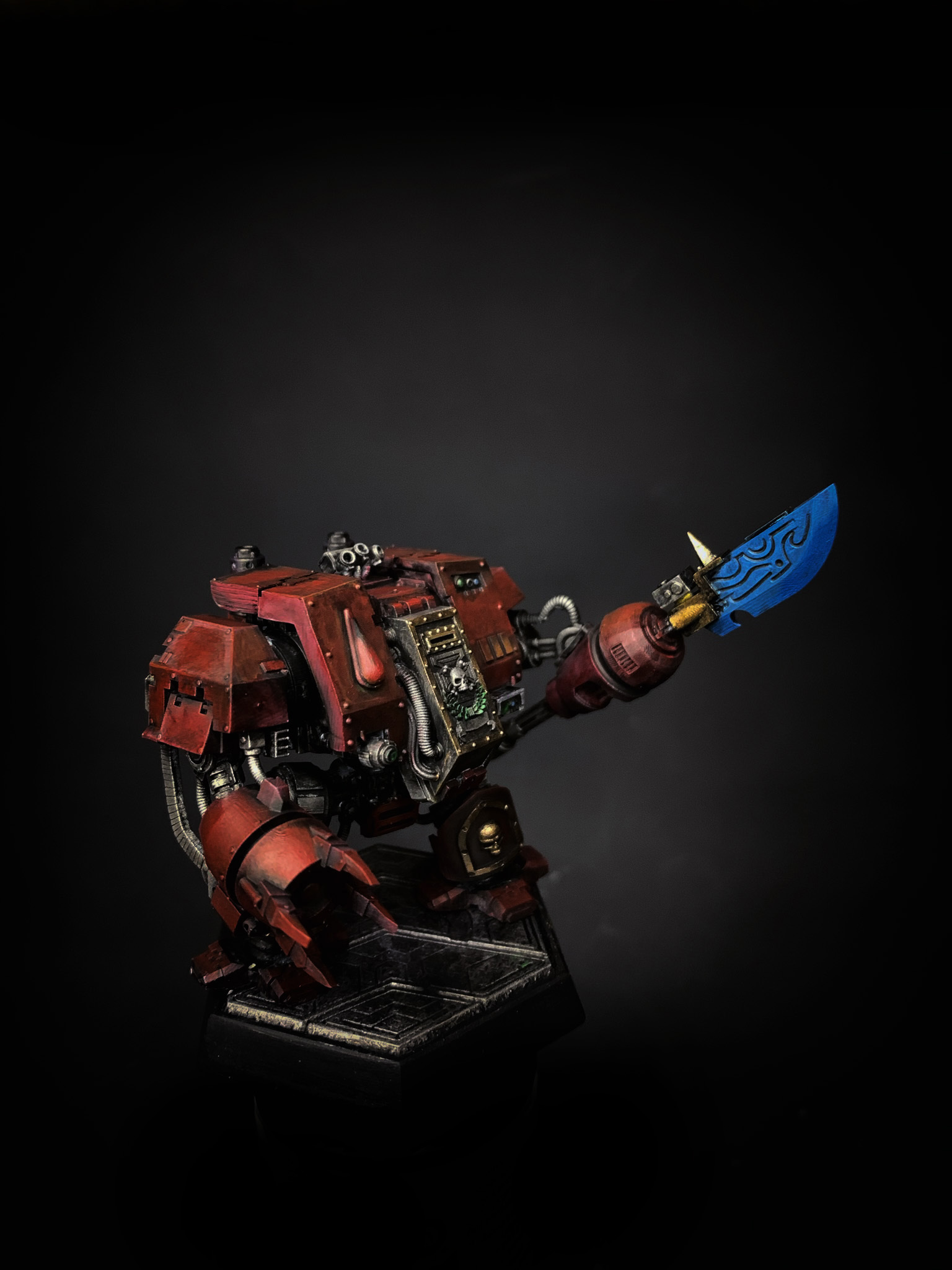 Dreadnought Кровавые ангелы - Моё, Warhammer 40k, Дредноут, Космодесант, Blood Angels, Покраска миниатюр, Wh miniatures, Длиннопост