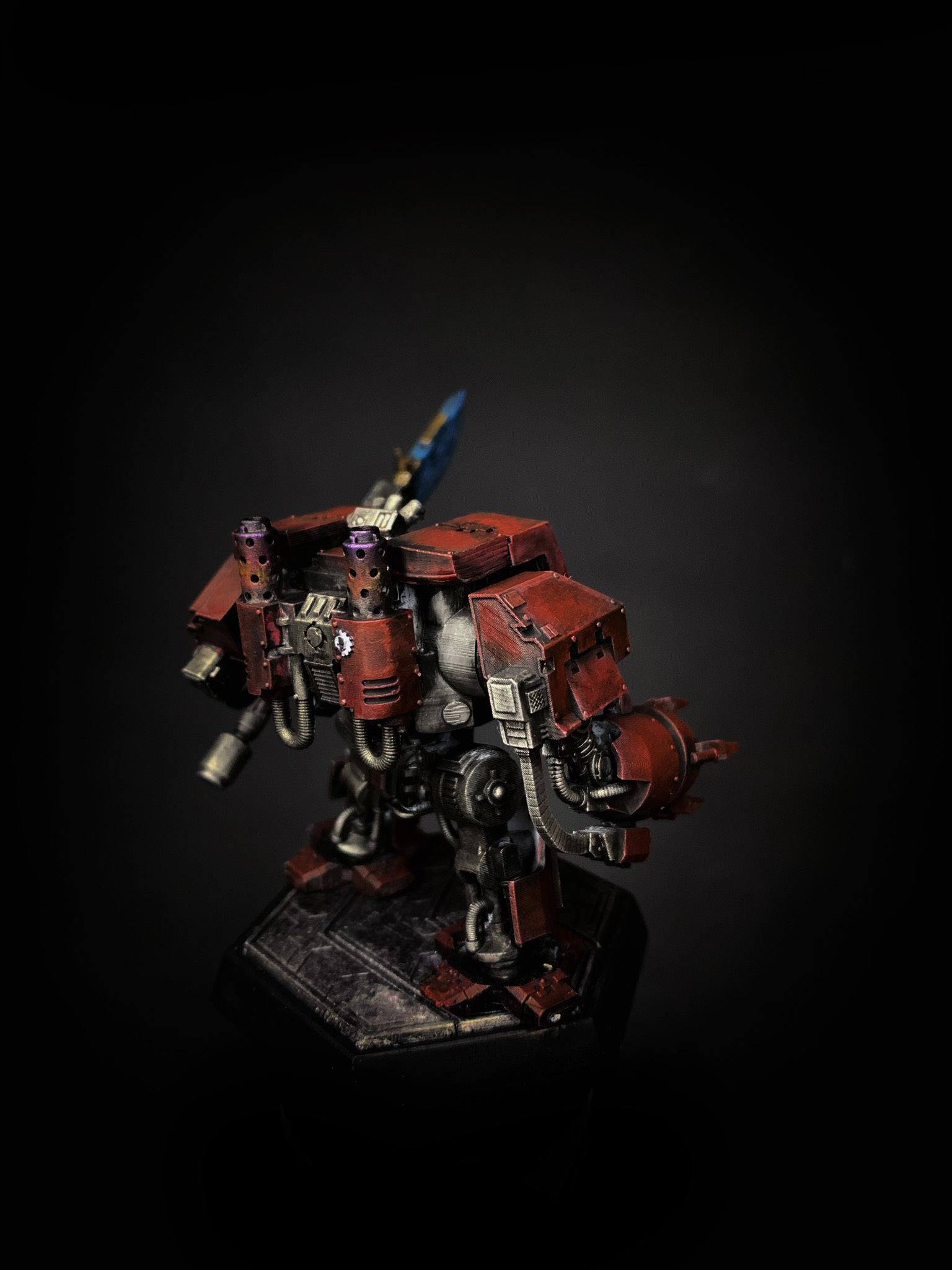 Dreadnought Кровавые ангелы - Моё, Warhammer 40k, Дредноут, Космодесант, Blood Angels, Покраска миниатюр, Wh miniatures, Длиннопост