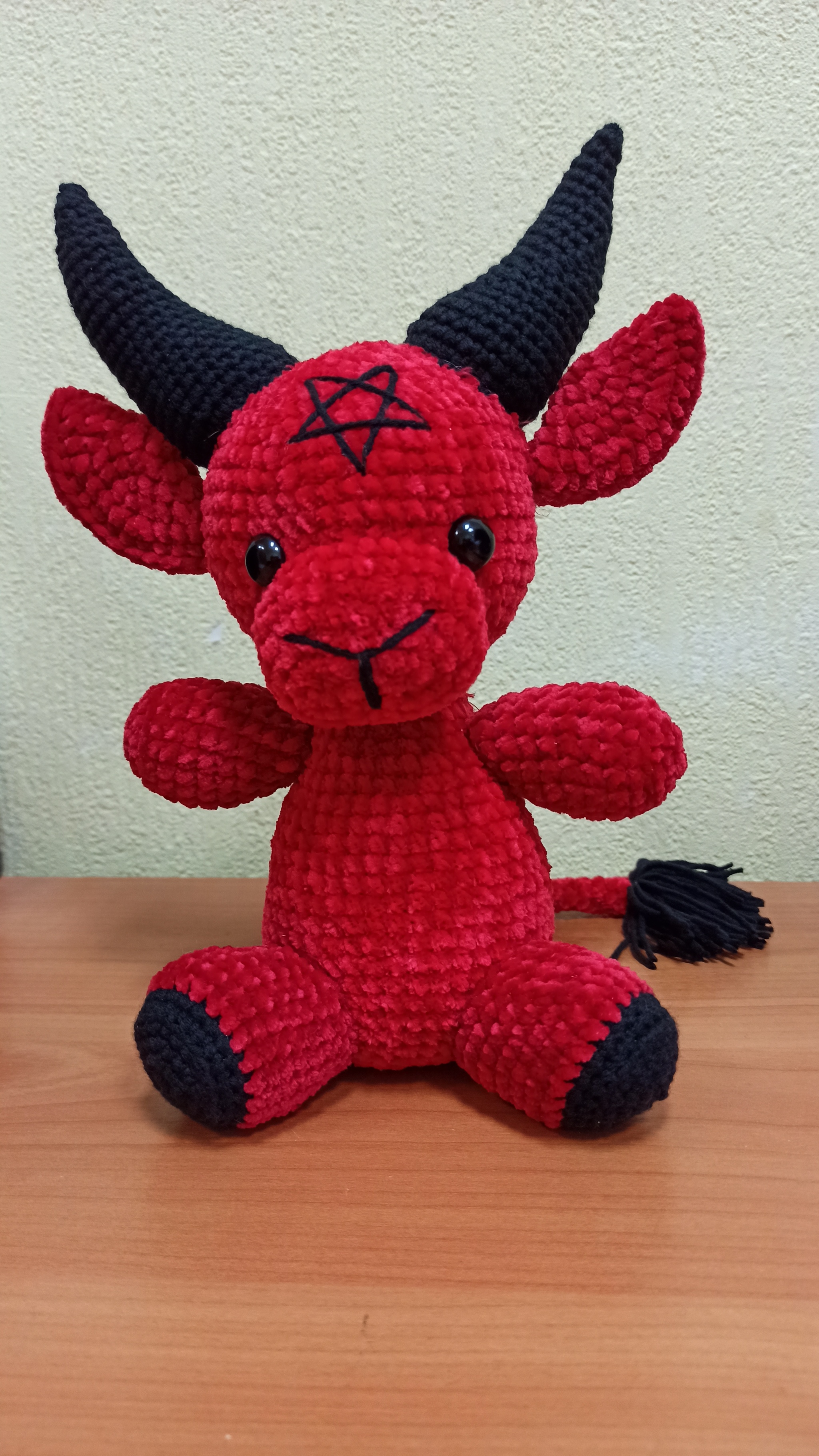 Baphomet - My, Needlework without process, Crochet, Knitted toys, Baphomet