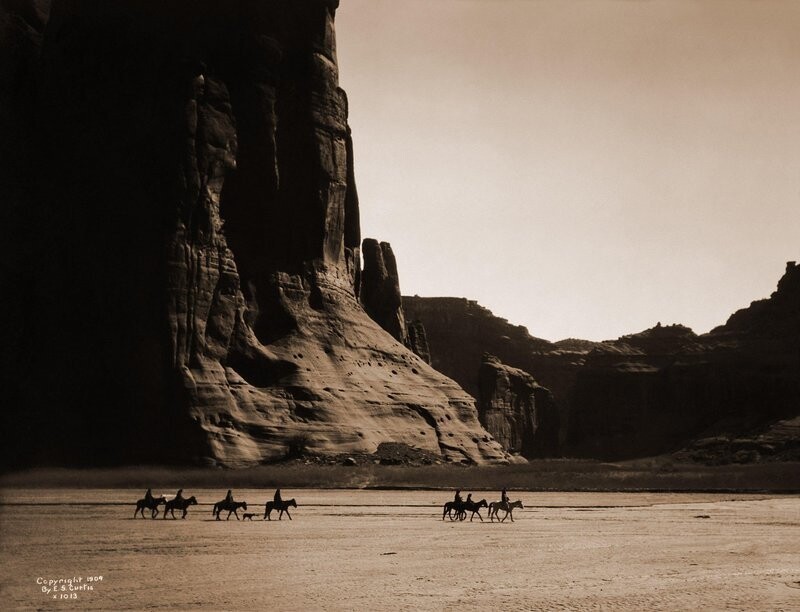 Navajo riders on horseback, Canyon de Celli. 1904 year - USA, Rider, Canyon, 1904