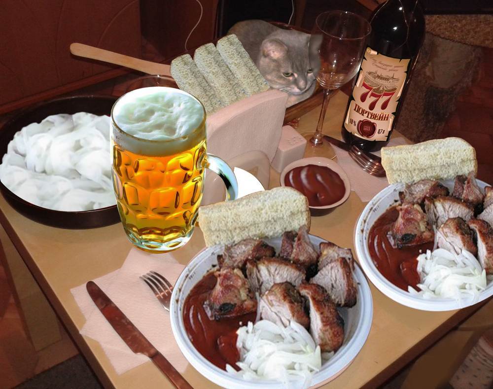 Longing and attraction - cat, Yummy, Beer, Shashlik, Sadness, Port wine, 777