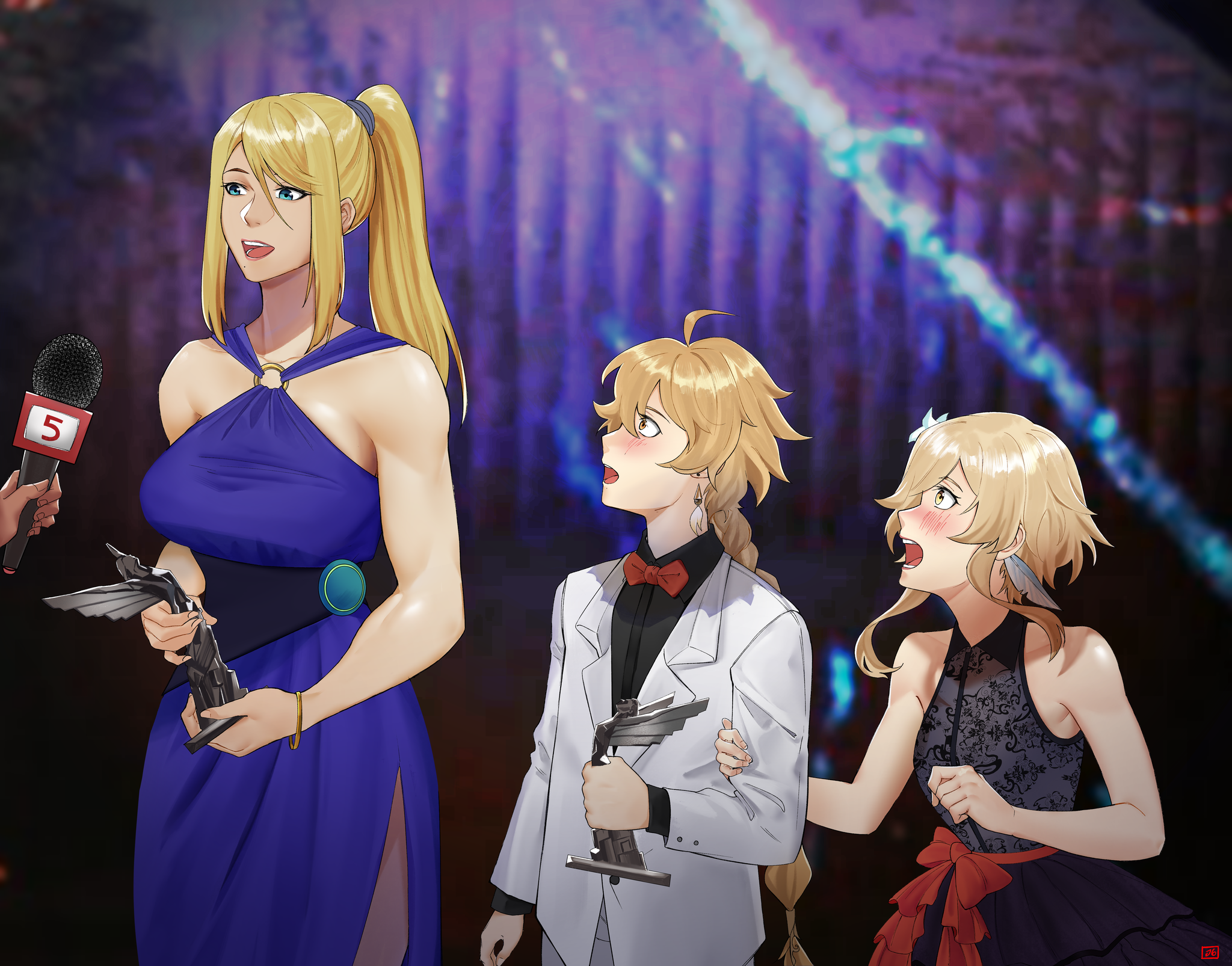 2021 Game Awards - Anime, Anime art, Genshin impact, Metroid, Aether, Lumine, Samus aran, Art, Games