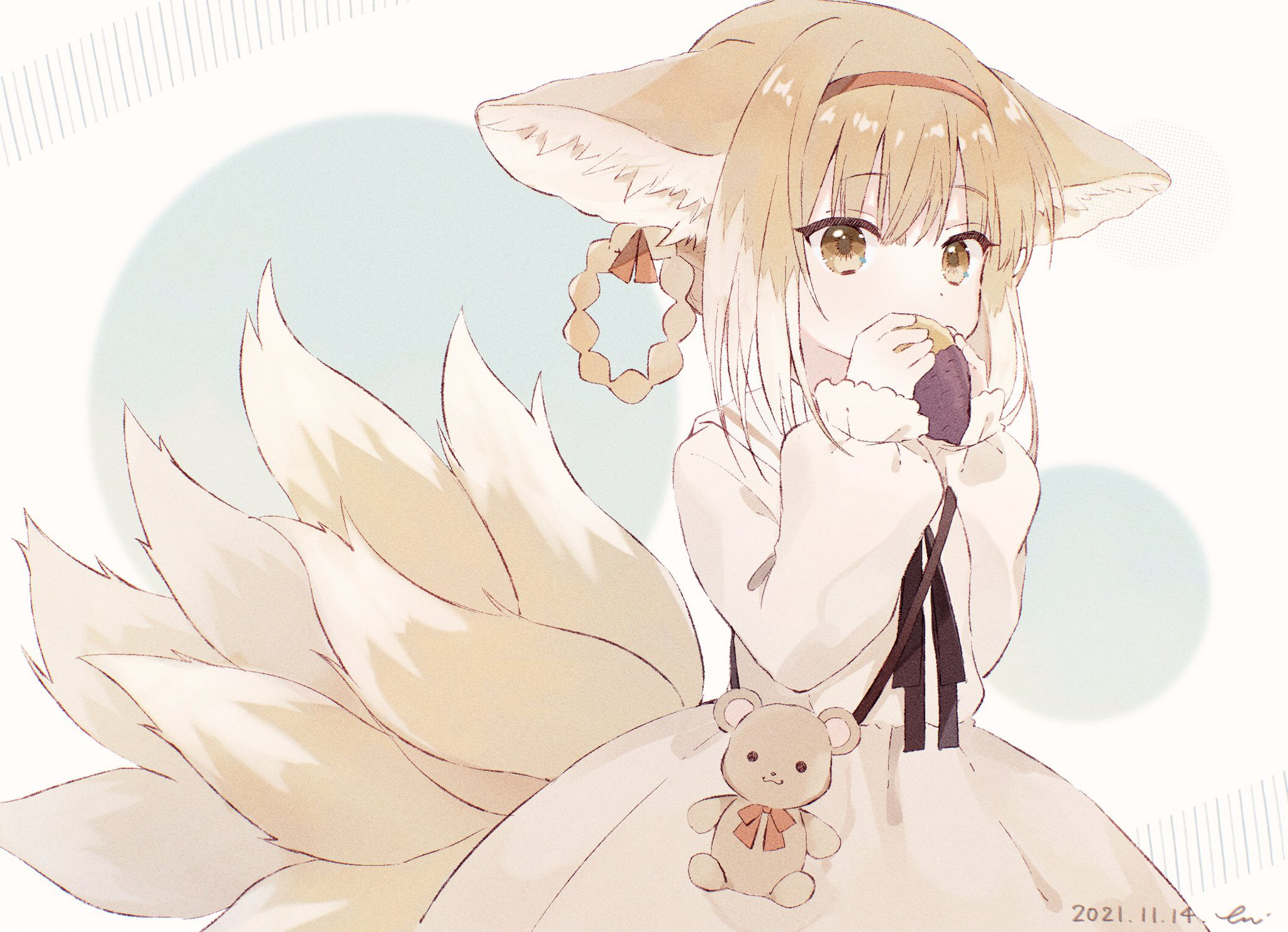 Suzuran - Anime art, Anime, Suzuran, Arknights, Animal ears, Loli, Kitsune