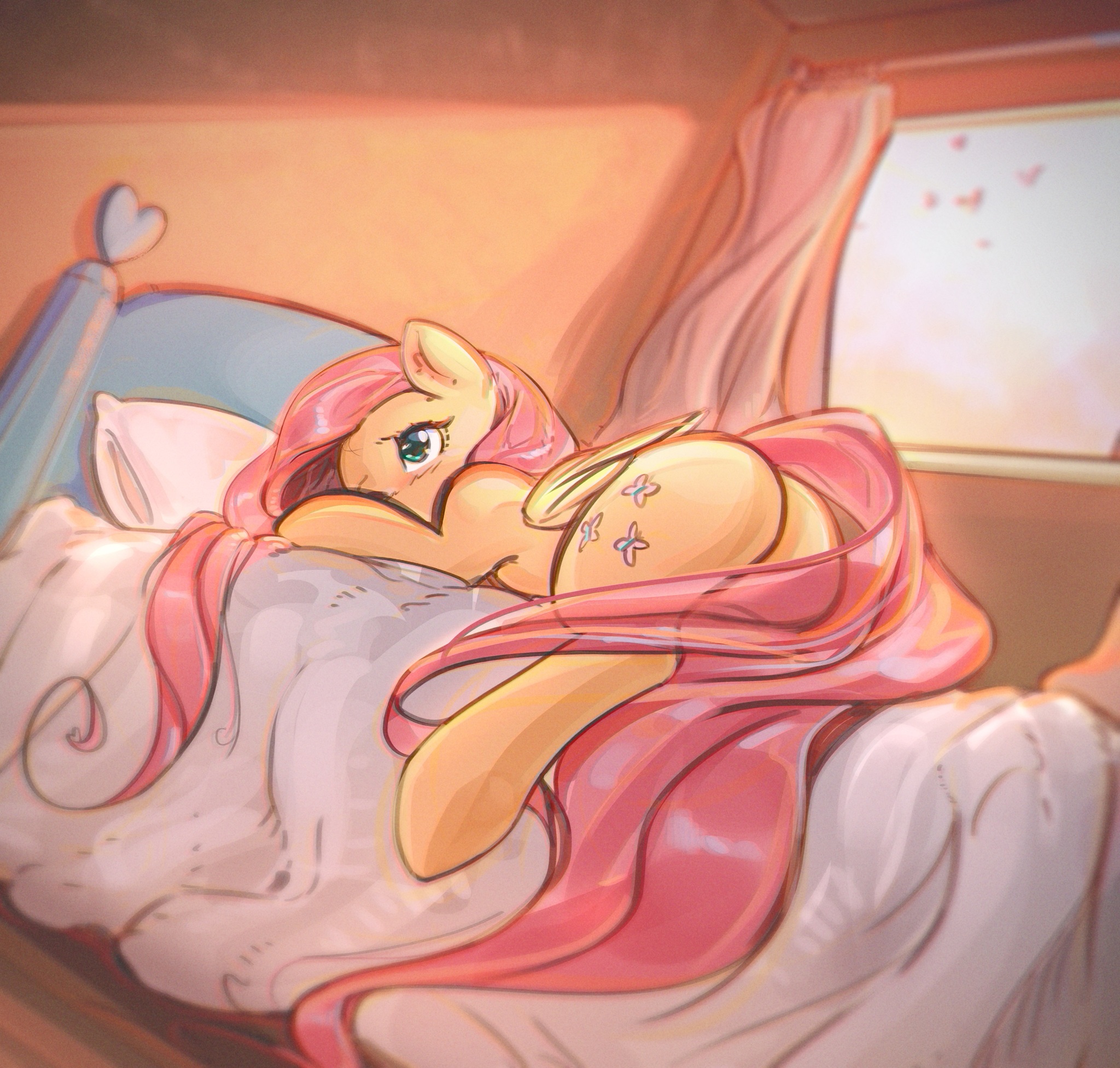 Доброе утро, Флаттершай - My Little Pony, PonyArt, Fluttershy, Mirroredsea