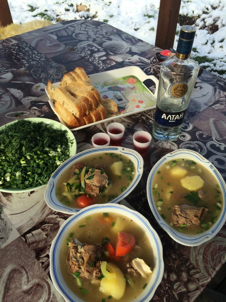 Peasant breakfast :) - Meat, Soup, Vodka, Breakfast