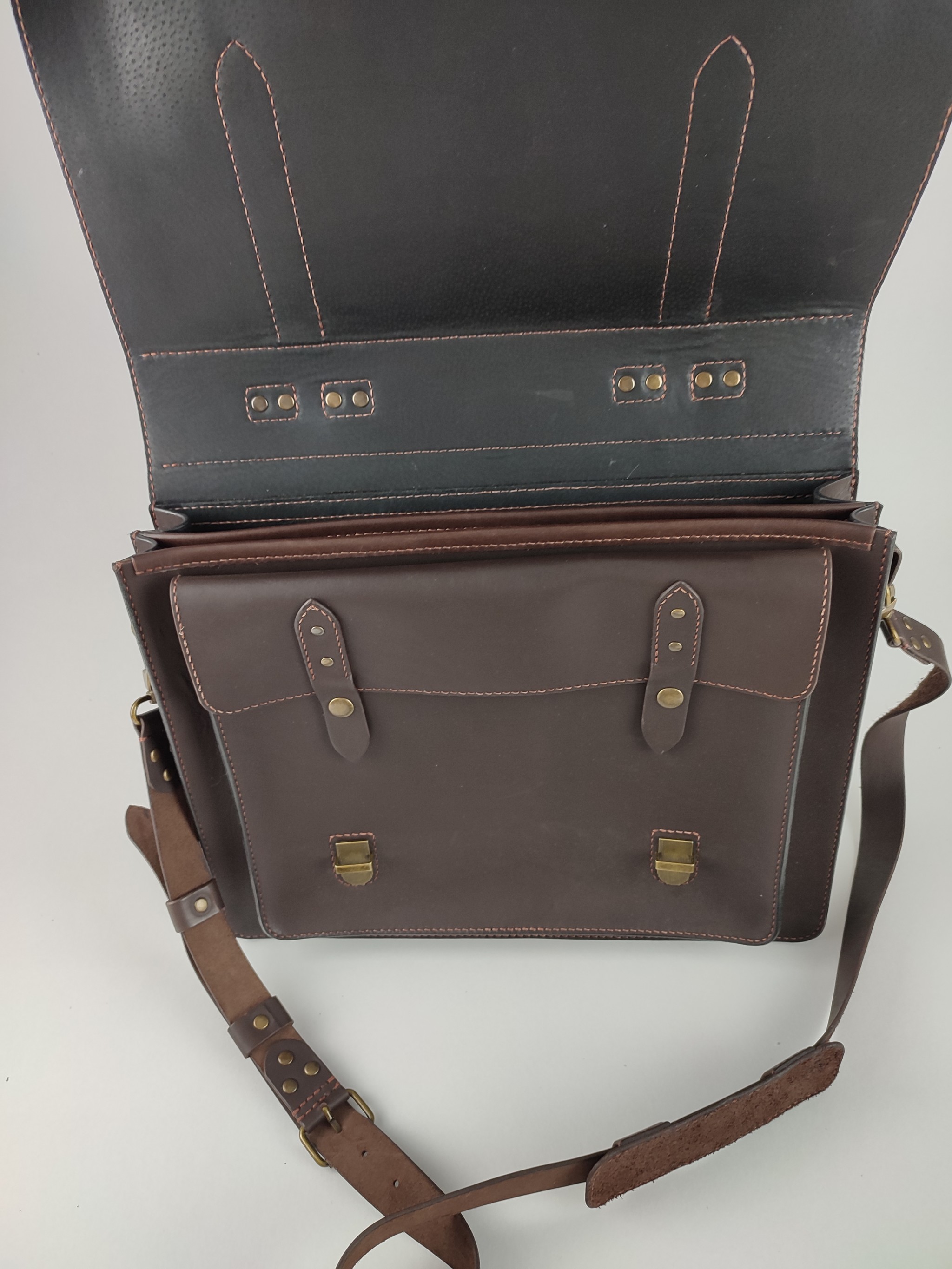 Handmade leather briefcase - My, Briefcase, Handmade, Natural leather, Work, Longpost