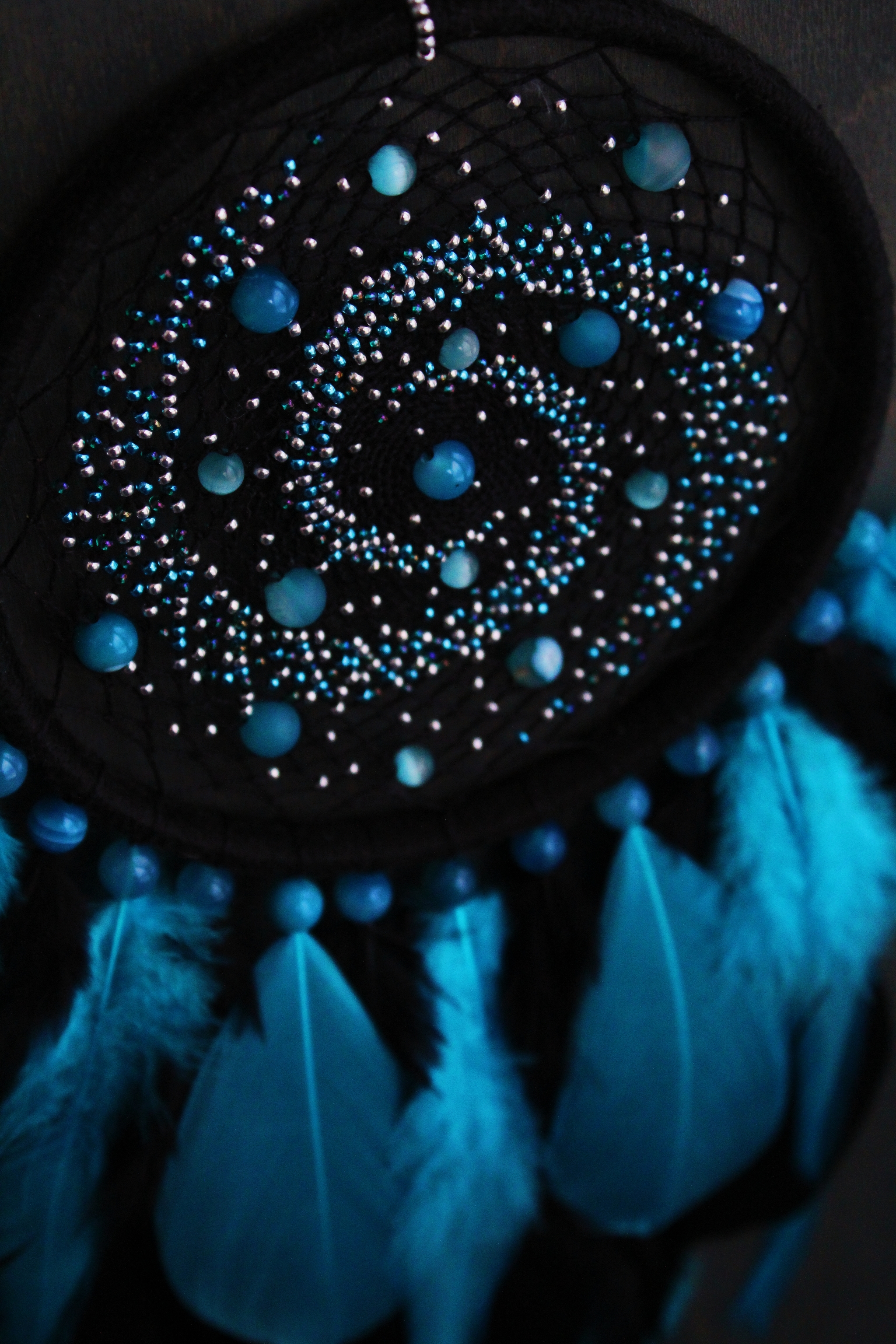 Dreamcatcher Spiral Dance: Turquoise Galaxy - My, Handmade, Dreamcatcher, With your own hands, Needlework without process, Needlework, Longpost