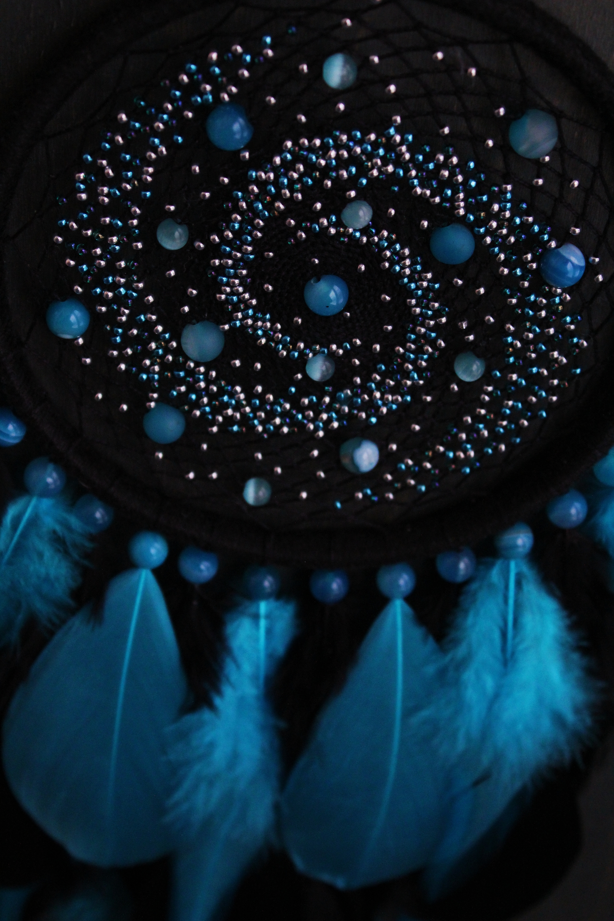 Dreamcatcher Spiral Dance: Turquoise Galaxy - My, Handmade, Dreamcatcher, With your own hands, Needlework without process, Needlework, Longpost