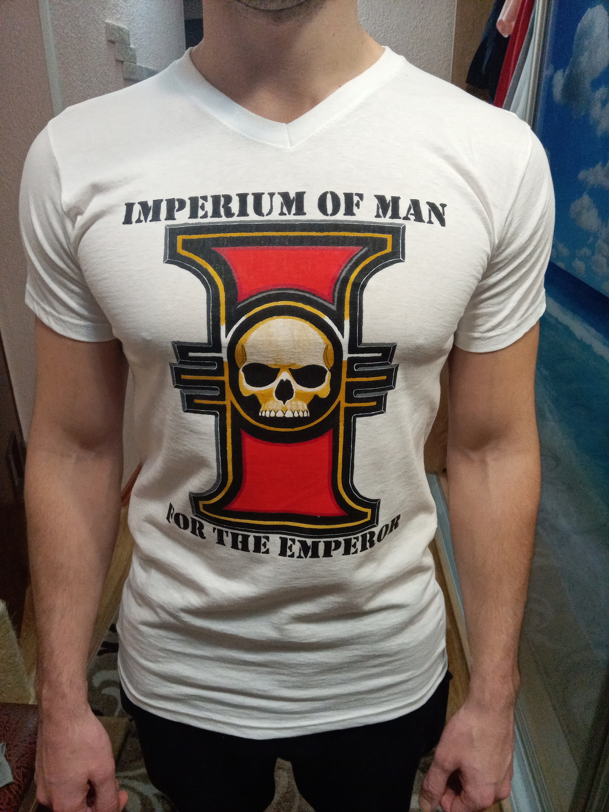 T-shirt painting Warhammer 40,000 - Imperium of man - My, Handmade, Painting on fabric, Warhammer 40k, Needlework without process, Longpost