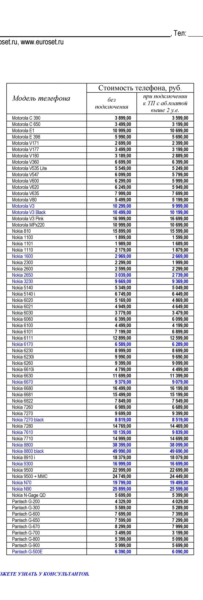 Евросеть, евросеть, цены просто ох...ь! - Моё, Gsm, Евросеть, Прайс, Мобильные телефоны, Телефон, Цены, Прошлое, 2000-е, Длиннопост
