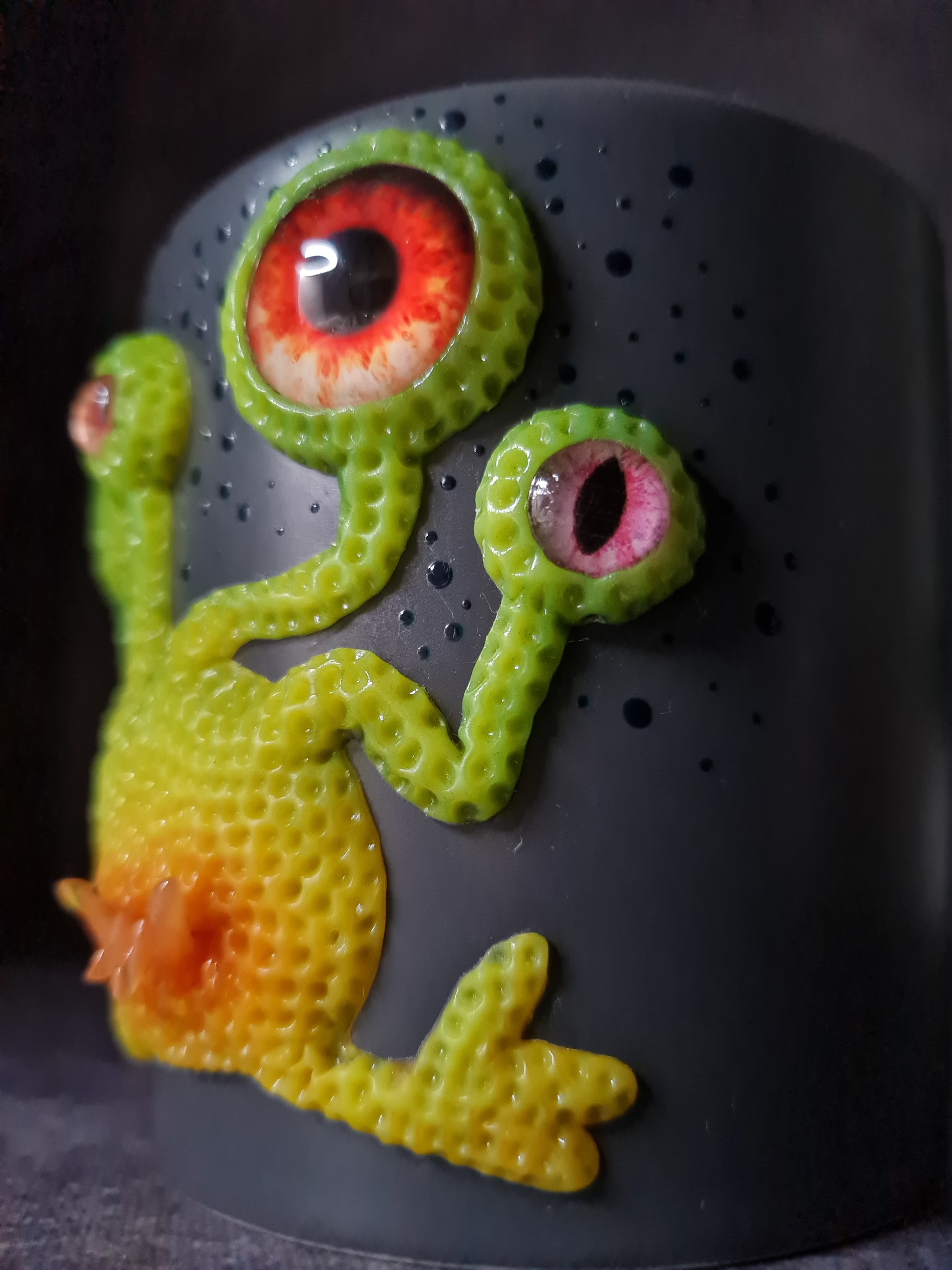 Mug Monster - My, Polymer clay, Teeth, Cabochon, Eyes, Decor, Presents, New Year, Birthday, Holidays, Handmade, Needlework without process, With your own hands, Лепка, Creation, Longpost