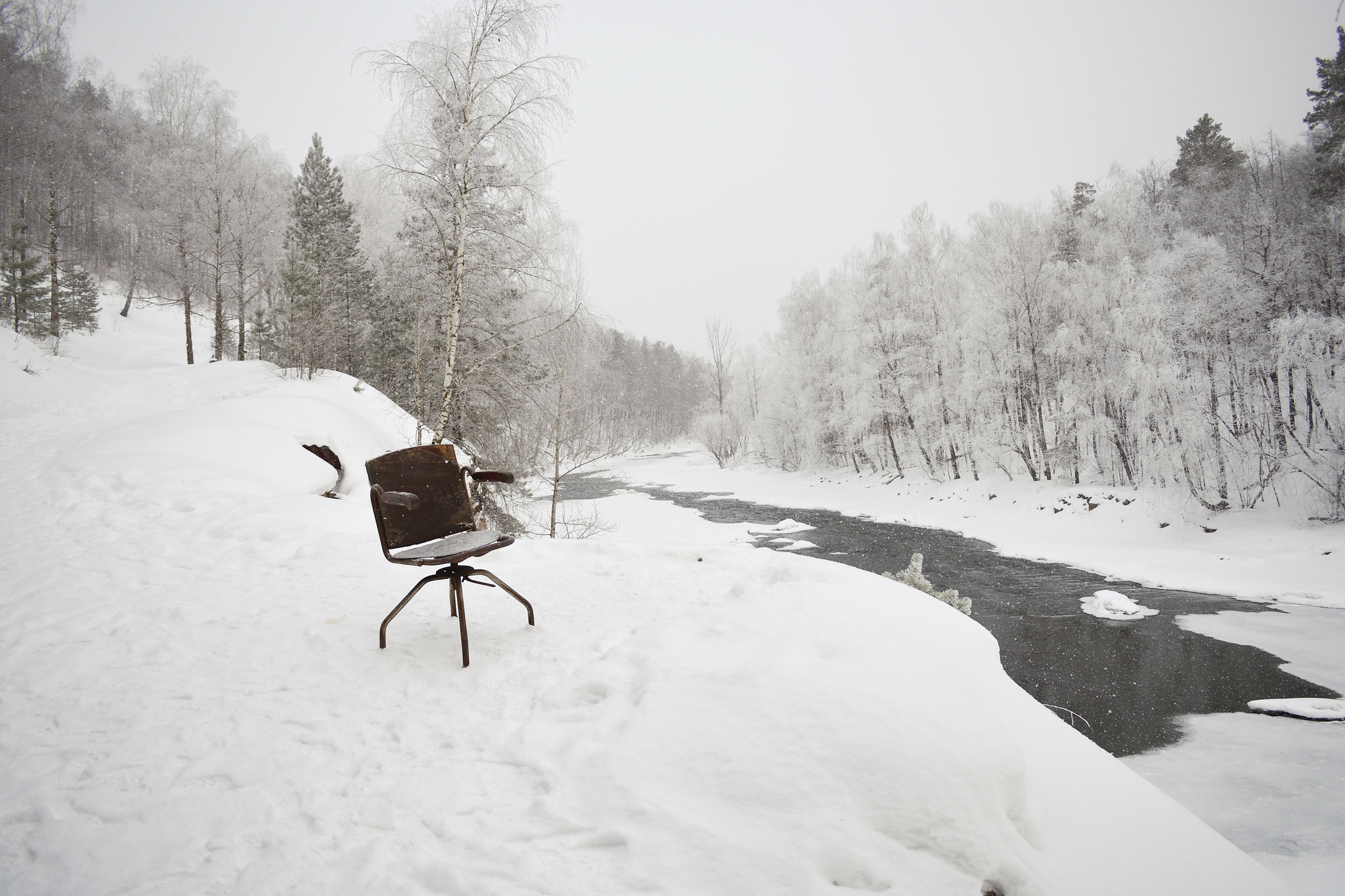 HPP Porogi - My, Nature, Winter, Snow, Advertising, Water, Thresholds, Hydroelectric power station, Forest, Longpost