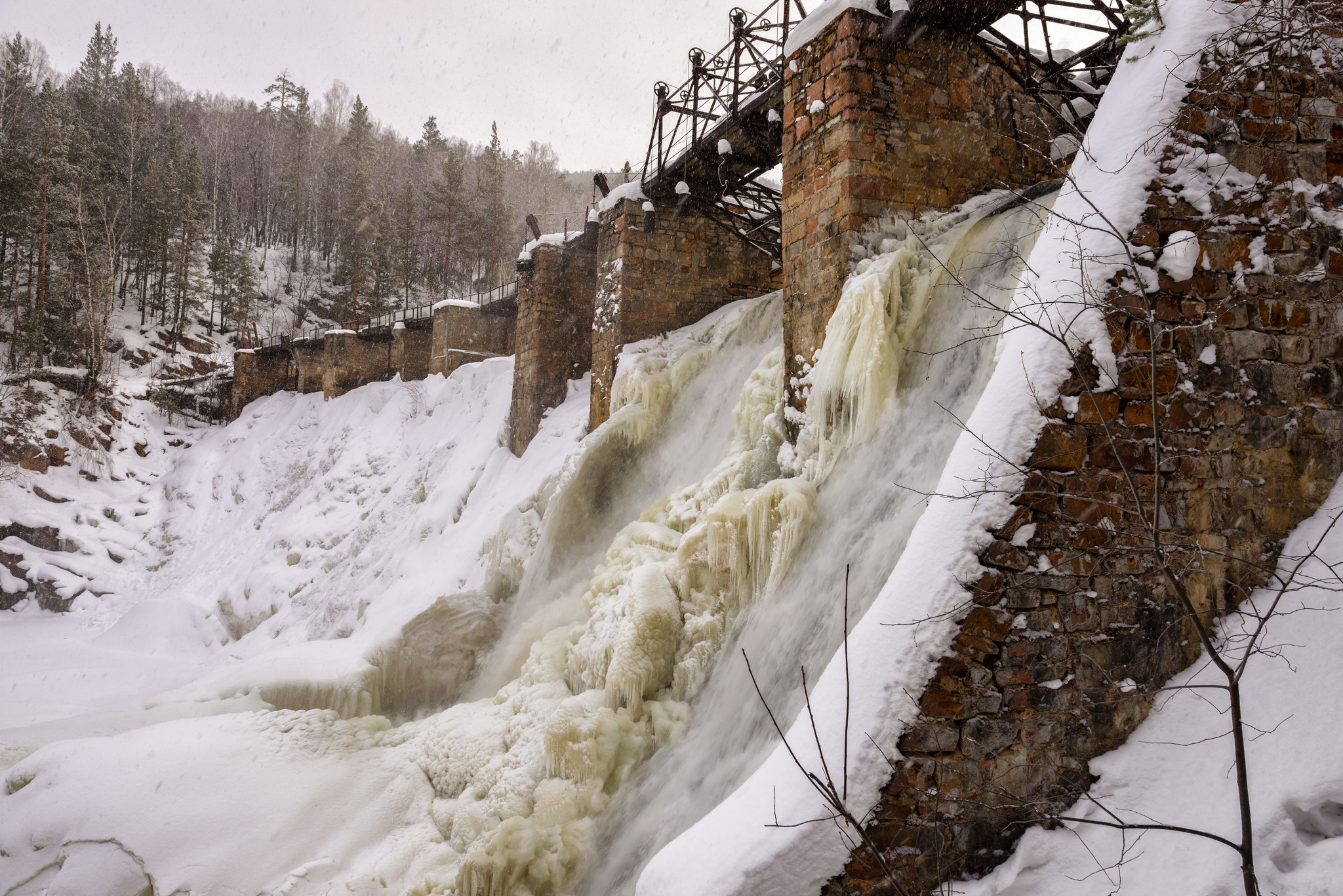 HPP Porogi - My, Nature, Winter, Snow, Advertising, Water, Thresholds, Hydroelectric power station, Forest, Longpost