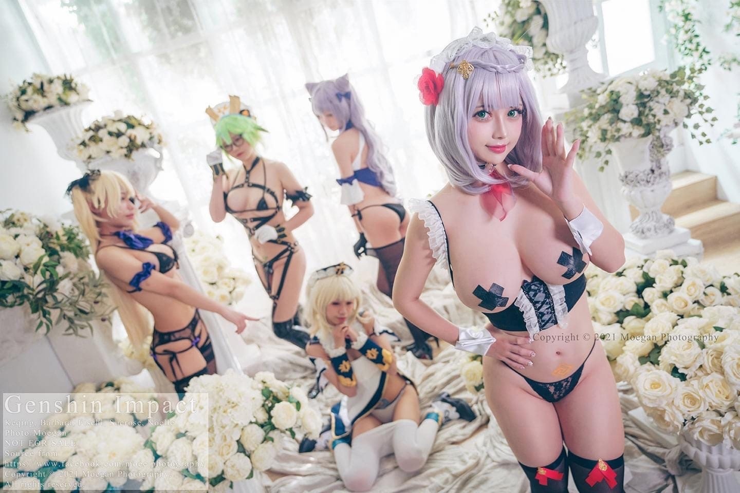 Drop 5/10! - NSFW, Genshin impact, Boobs, Girls, Cosplay, Underwear, Keqing, Barbara, Fischl, Sucrose, Noelle, Anime art, Longpost, Erotic