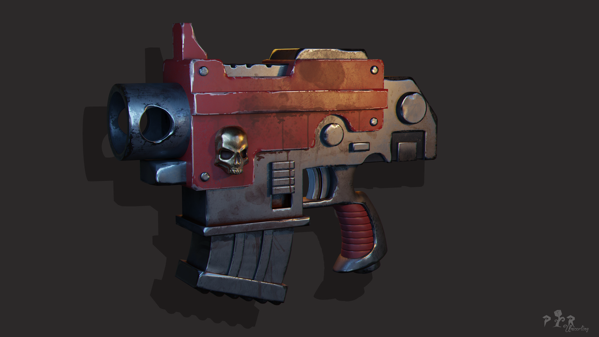 Bolt pistol Warhammer 40k - My, Warhammer 40k, Bolter, 3D, Adeptus Astartes, Blender, Render, Computer graphics, Weapon, Substance painter, 3D modeling, Wh Art