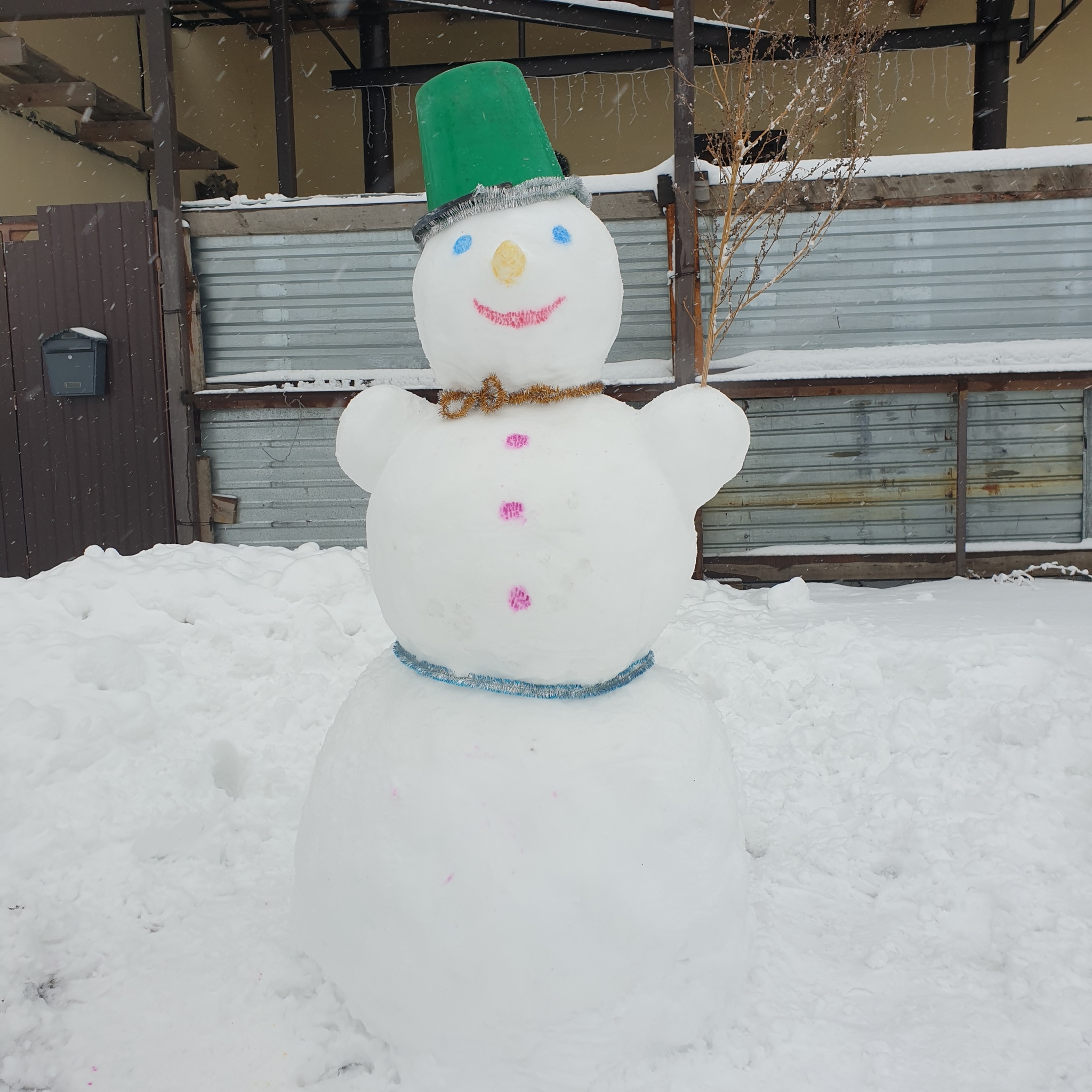 Snowfall... - My, snowman, Snowfall, Snow, New Year, Winter, Longpost