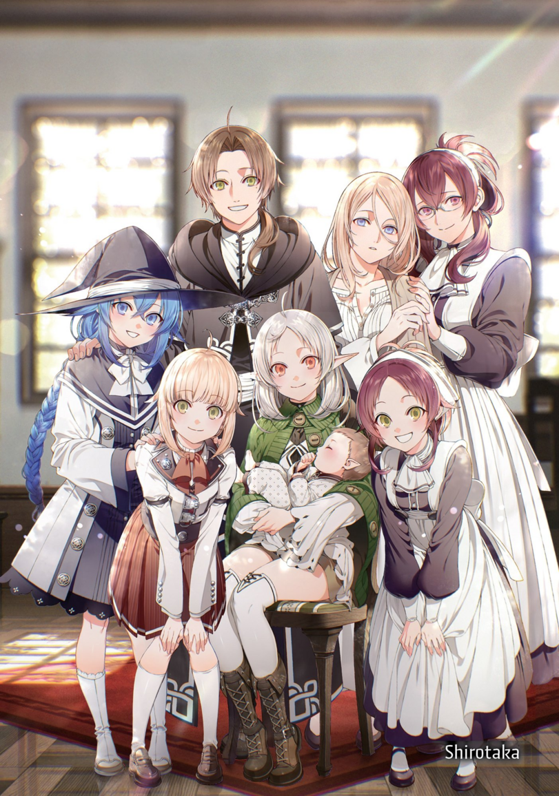 Greyrat family - Zenith Greyrat, Rudeus Greyrat, Eris boreas greyrat, Mushoku tensei, Anime, Art, Anime art, Elves, Housemaid, Longpost, Lilia Greyrat