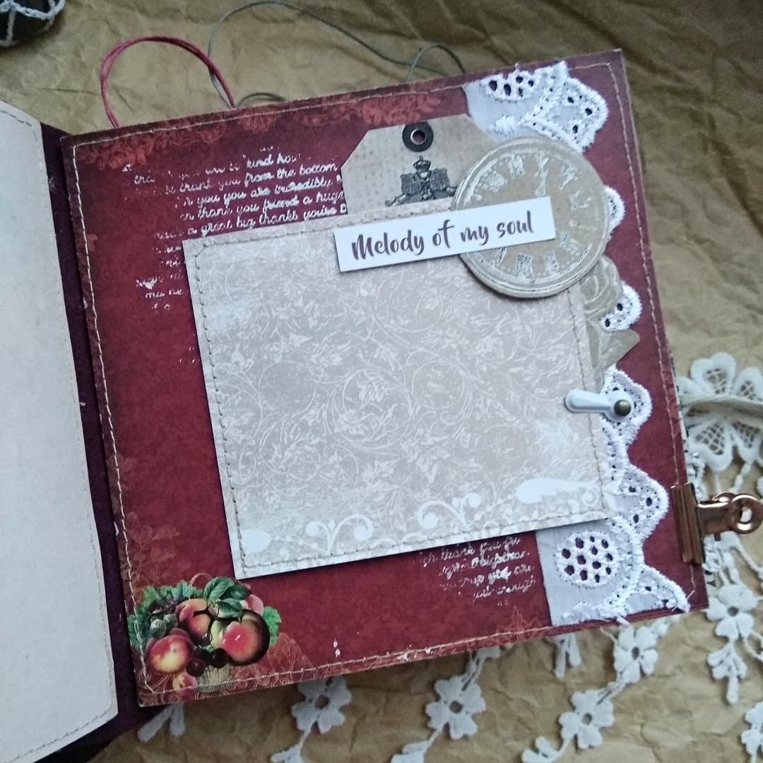 Notebook with violets and bird cherry leaves - My, Creation, Scrapbooking, Handmade, With your own hands, Longpost