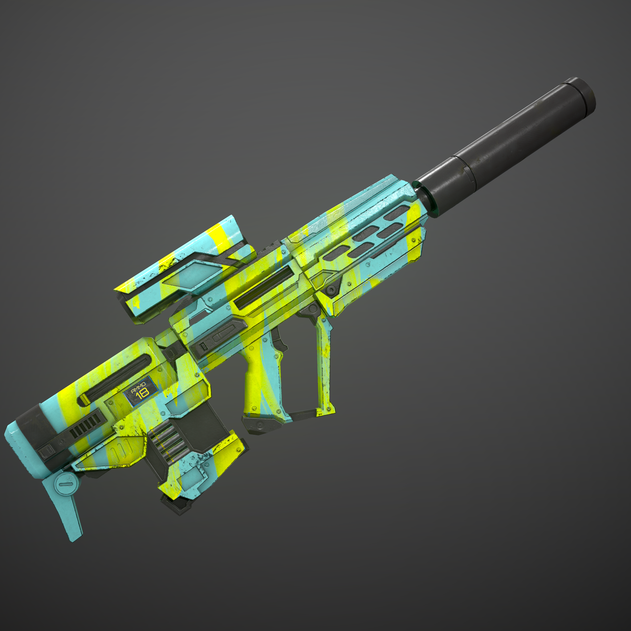 Sci-fi rifle - Моё, Оружие, Винтовка, 3D, 3D графика, Компьютерная графика, Цифровой рисунок, Blender, Substance, Художник, Научная фантастика, Длиннопост