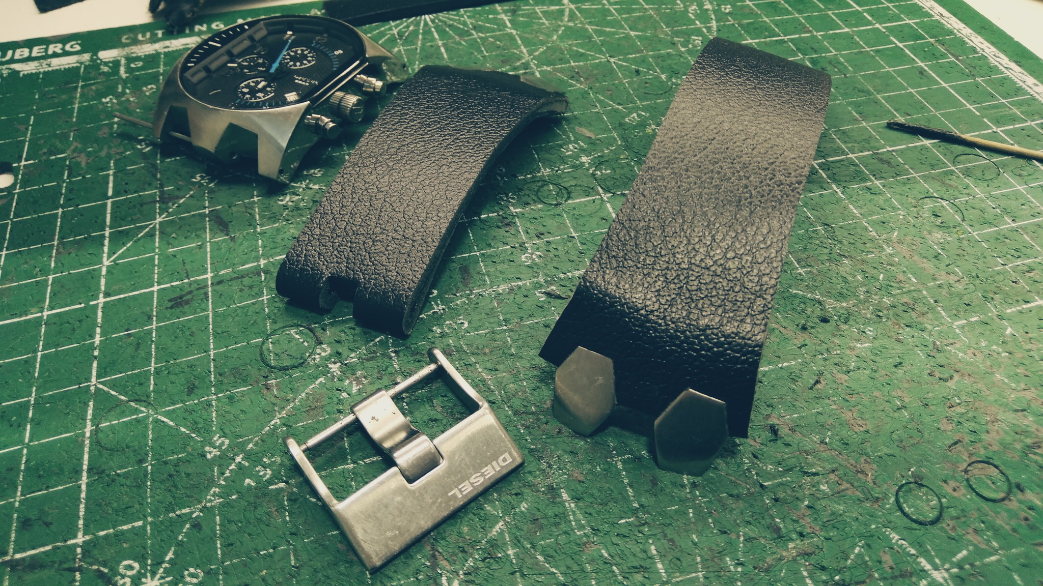 Watch strap Diesel dz-4154. The working process. Diesel watches dz-4154 - With your own hands, Leather products, Handmade, Wrist Watch, Natural leather, Leather, Clock, Strap, Needlework with process, Diesel, Presents, Accessories, Male, Longpost