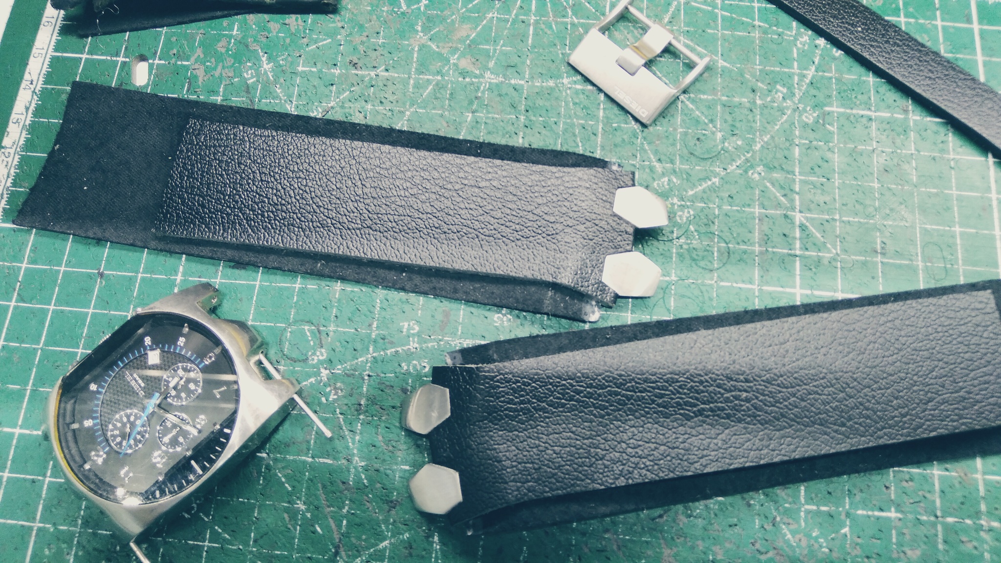 Watch strap Diesel dz-4154. The working process. Diesel watches dz-4154 - With your own hands, Leather products, Handmade, Wrist Watch, Natural leather, Leather, Clock, Strap, Needlework with process, Diesel, Presents, Accessories, Male, Longpost