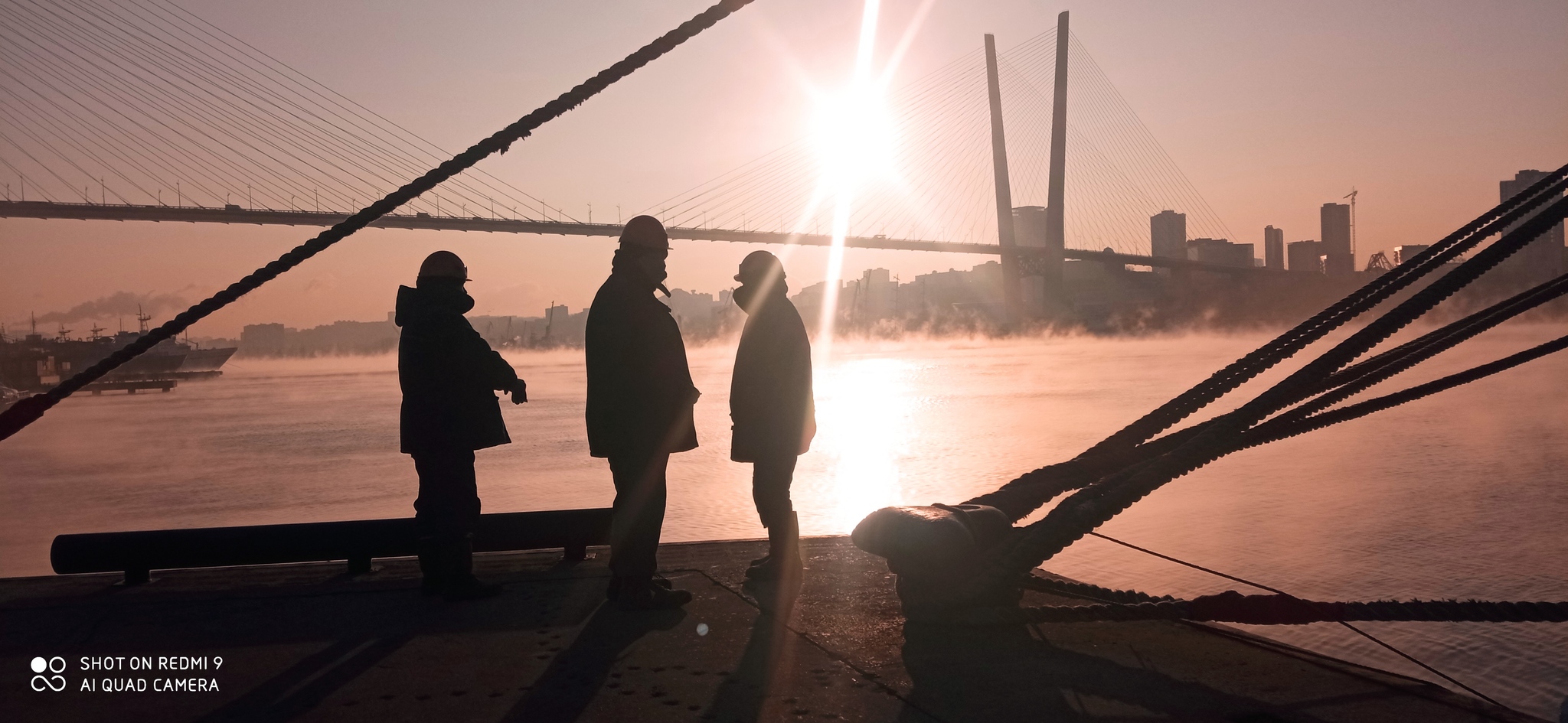 Frosty morning - My, Morning, Vladivostok, Repair, Sea, Port, Workers