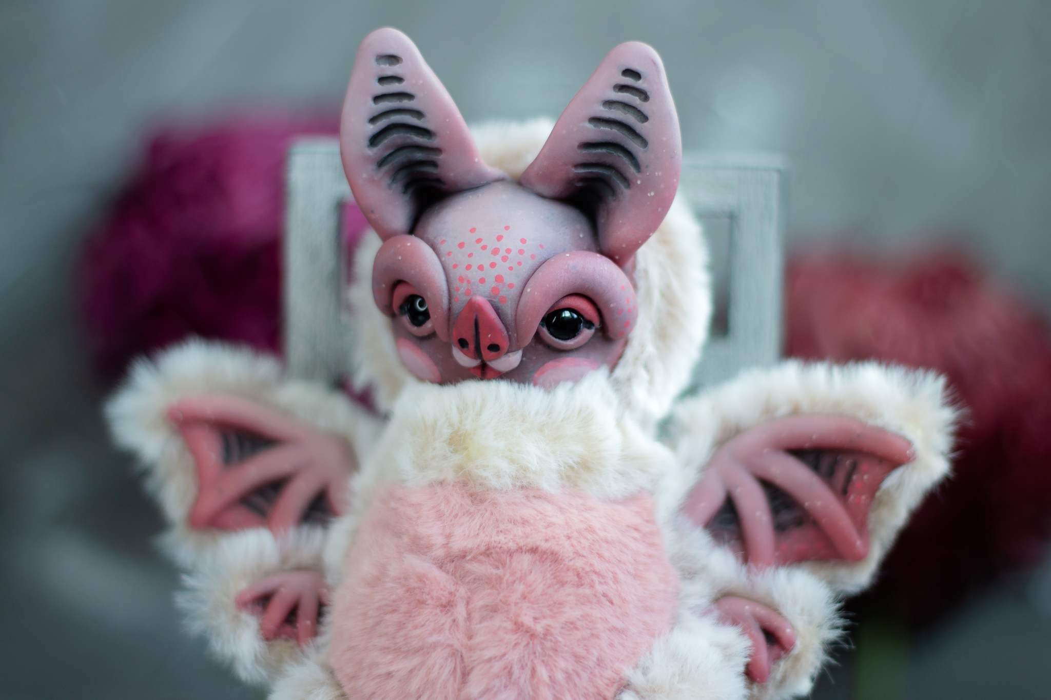 Bat - My, Needlework without process, Mixed media, Polymer clay, Toys, Лепка