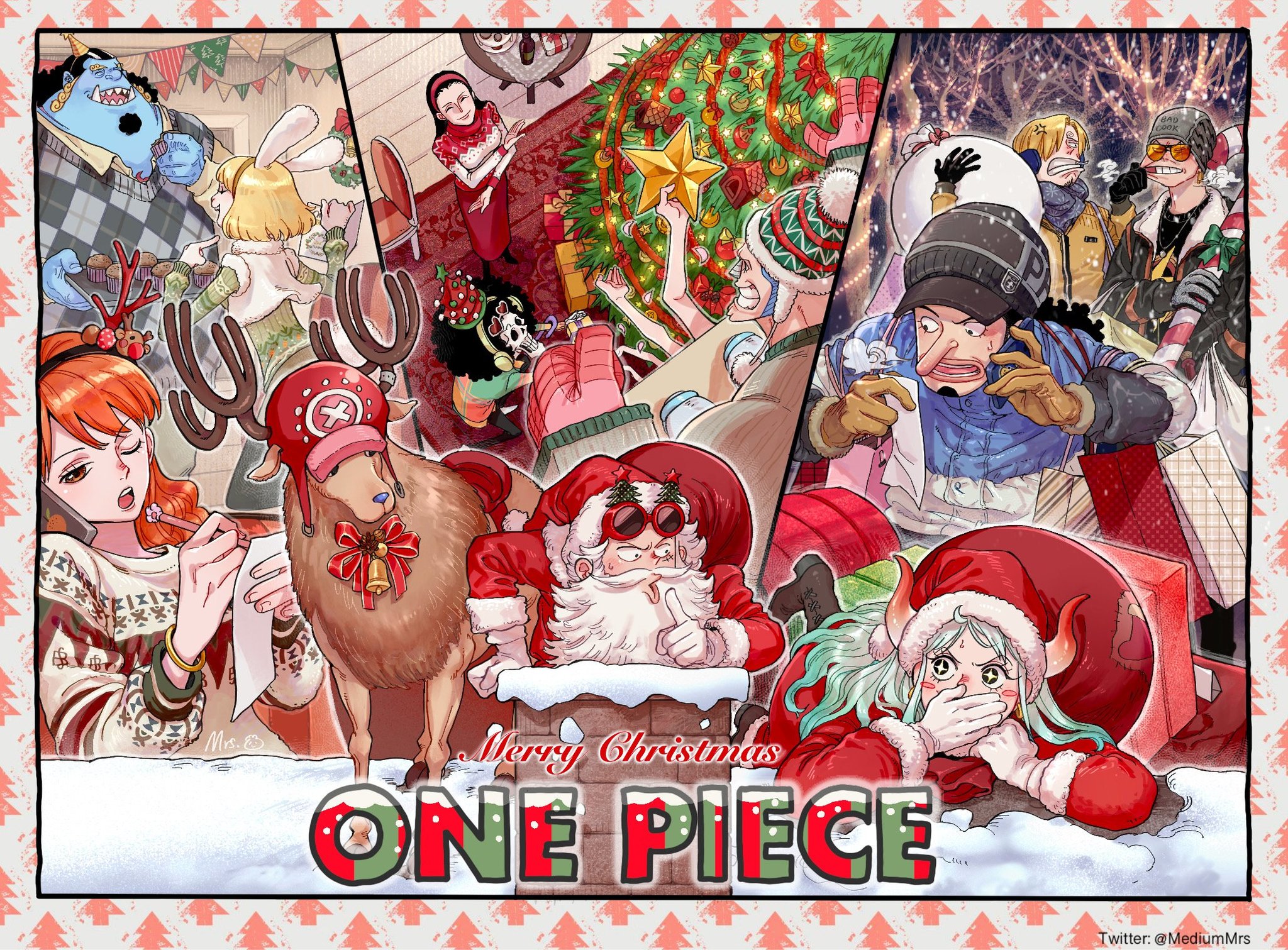 Merry Christmas!  Anime christmas, One piece anime, One piece