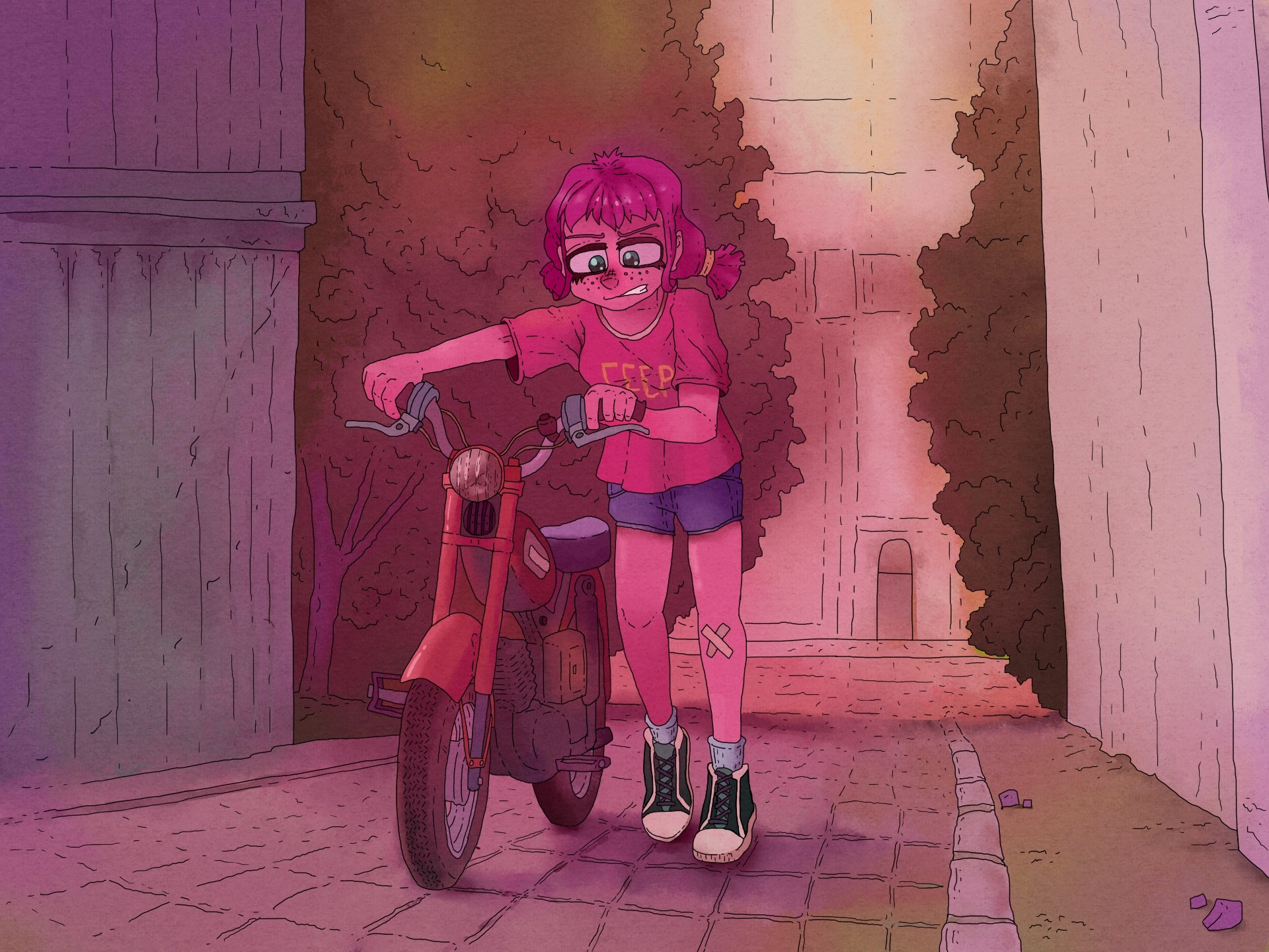 My soul is speed, my element is headwind, my home is the road - Endless summer, Visual novel, Ulyana, Art, Fan art