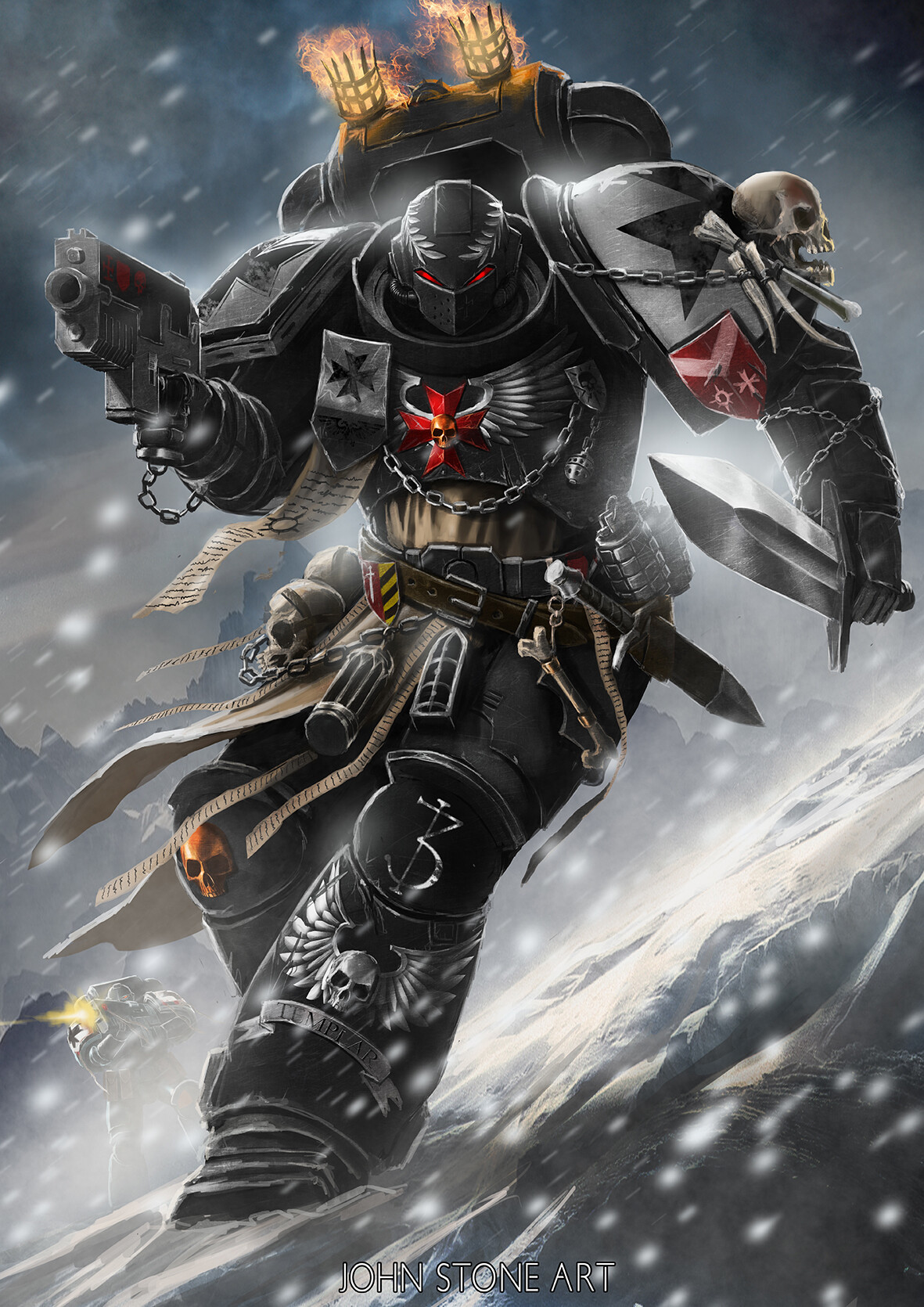 Crusader by John Stone - John Stone, Wh Art, Adeptus Astartes, Warhammer 40k, Black templars