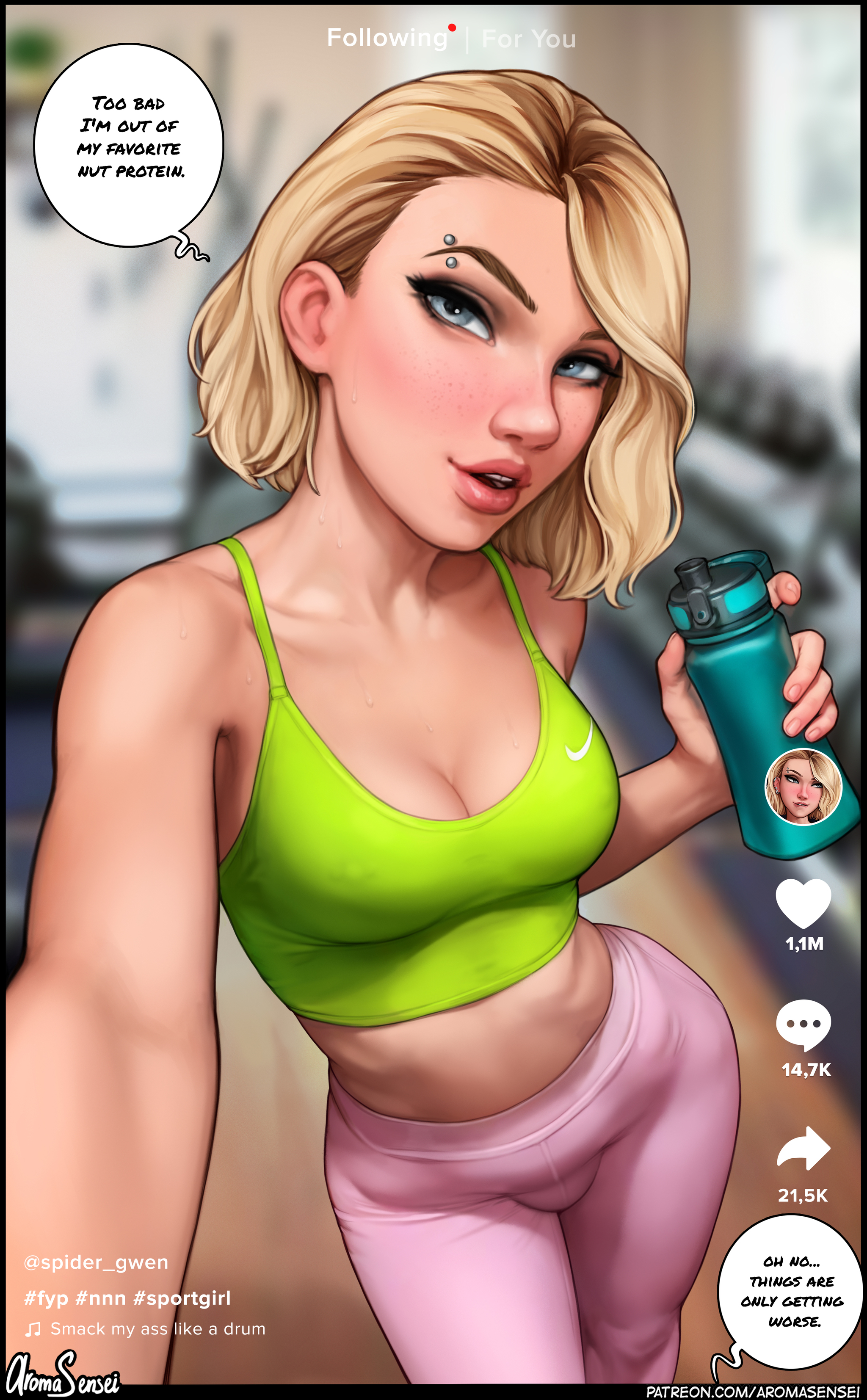 Gwen Stacy - NSFW, Futanari, Futa art, Gwen Stacy, Spiderman, Aromasensei, Longpost