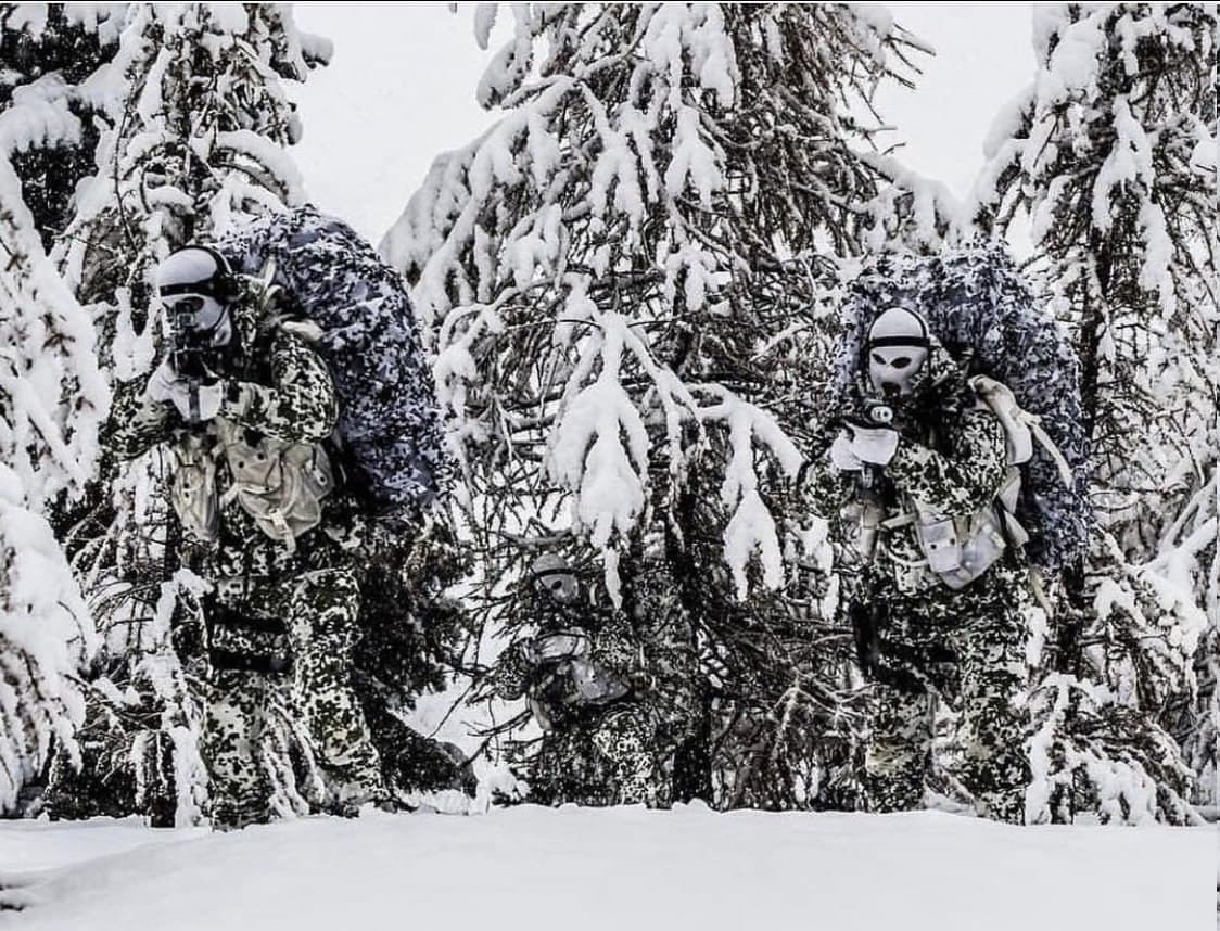 Soldiers of the 13th Parachute Dragoon Regiment of the French Army in winter camouflage suits - Army, France, The photo