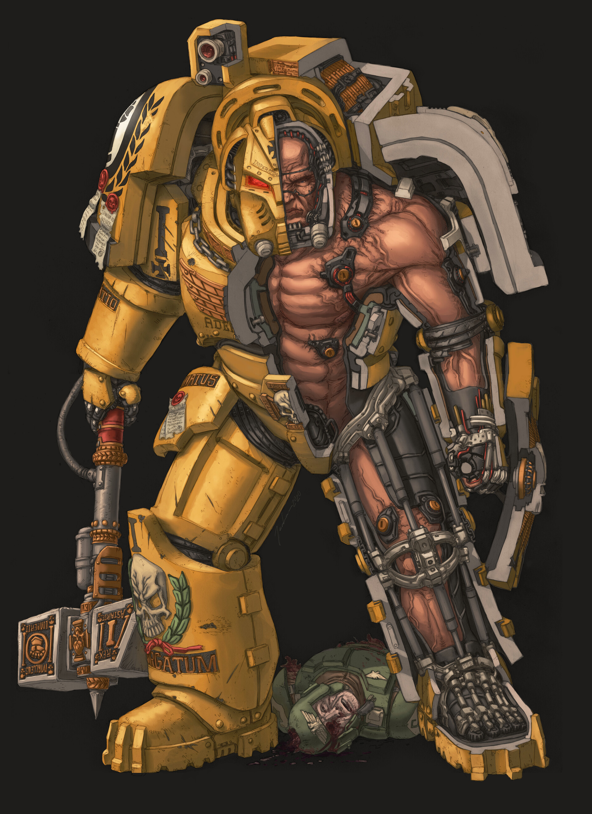 Wh40k Art by Juuso Laasonen - Warhammer 40k, Wh Art, Astra Militarum, Cadian, Adeptus Astartes, Death korps of krieg, Chaos space marines, Black legion, Tyranids, Imperial fists, Techpriest, Adeptus Mechanicus, Longpost, Juuso Laasonen