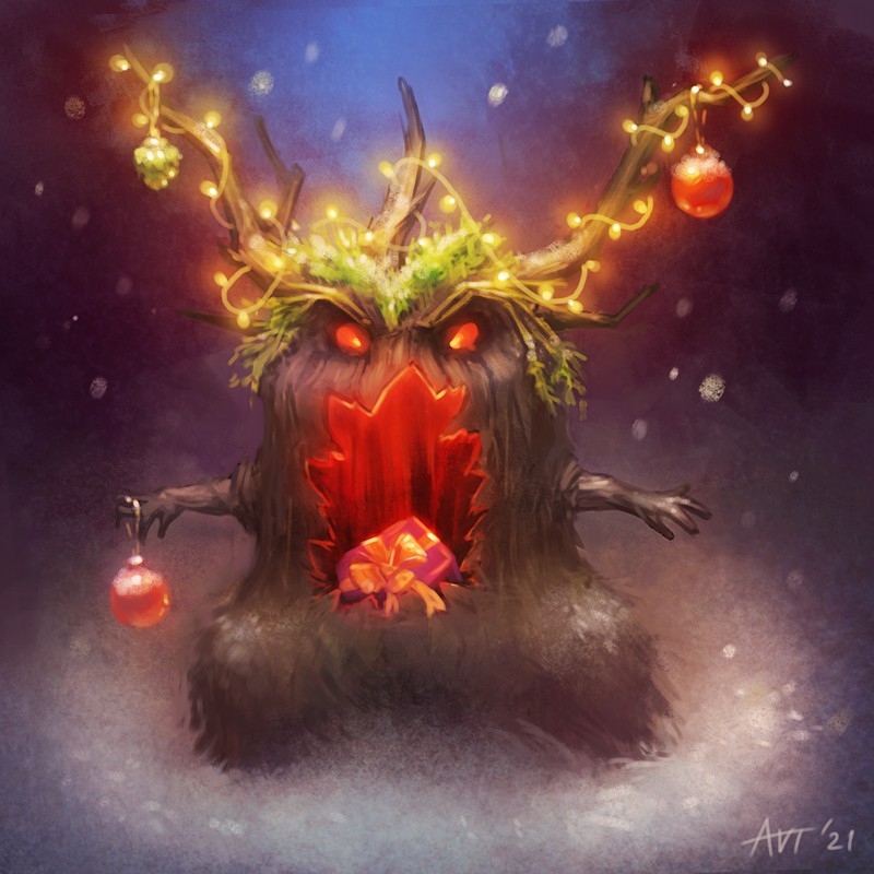 One two Three! Shine Christmas tree! - My, New Year, Monster, Humor