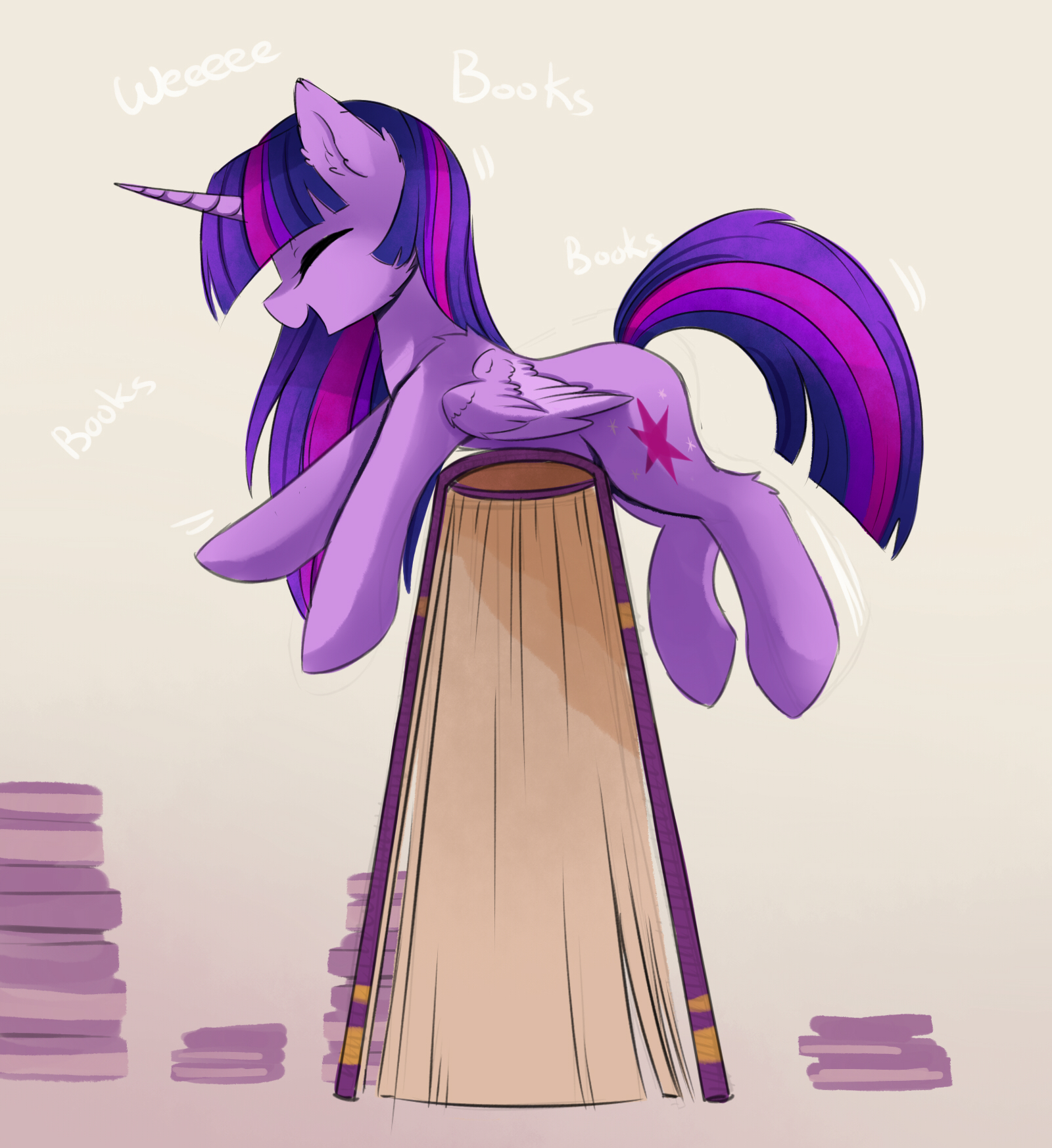 Твайли просто обожает свои книги! - My Little Pony, Twilight sparkle, PonyArt, Magnaluna